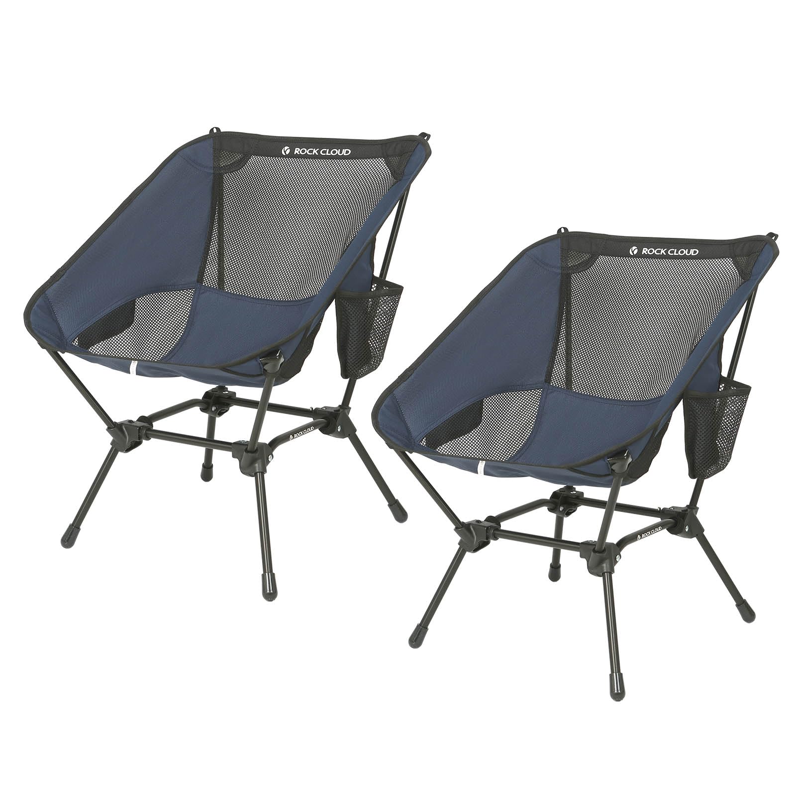 ROCK CLOUD 2 Pack Ultralight Folding Camping Chairs - Portable Outdoor Chairs for Camping, Hiking, Backpacking, Beach, Lawn & Sports (Navy) - Perfect for Picnics, Tailgating and Backyard Relaxation