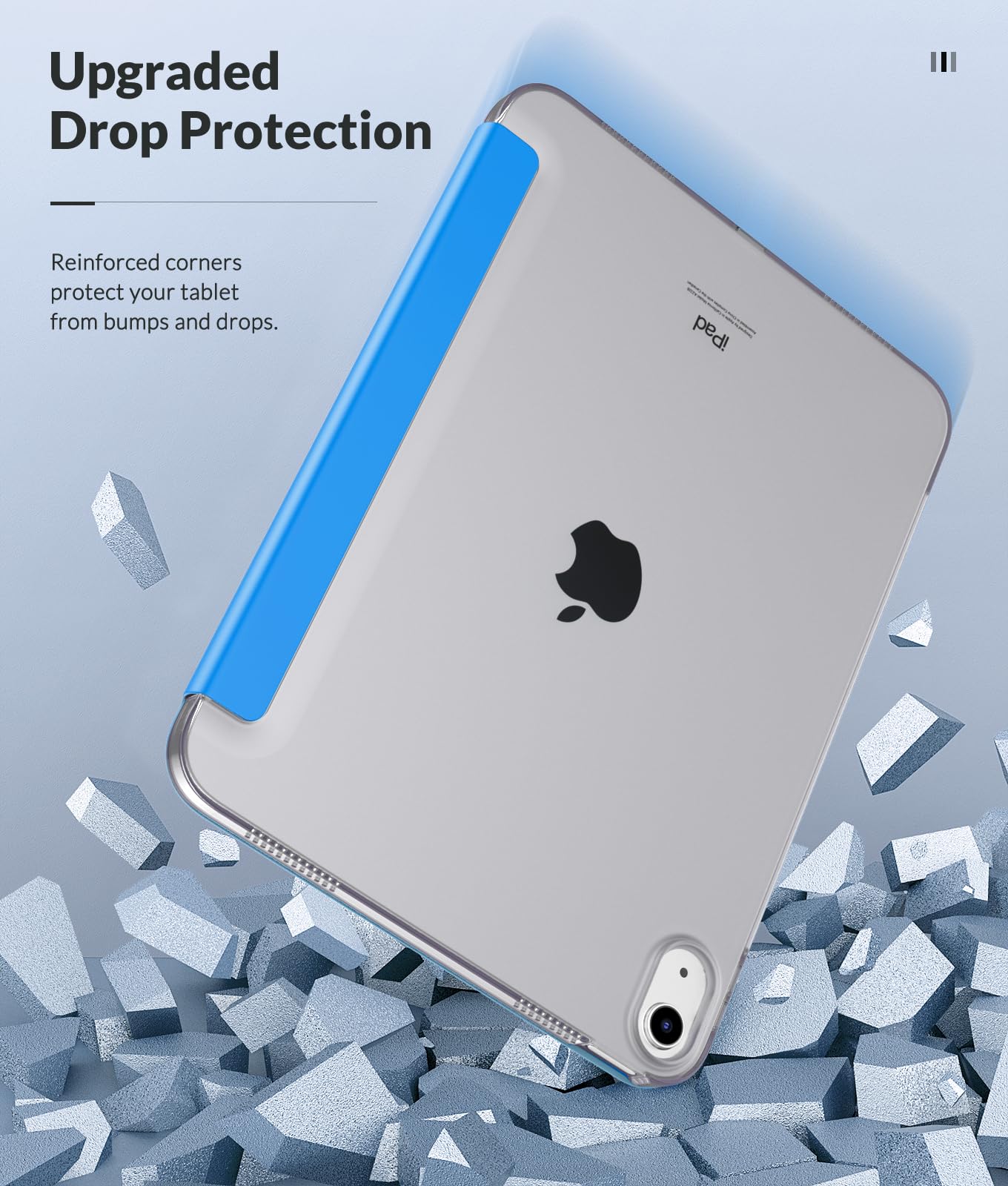MoKo iPad 11th Gen (2025) & 10th Gen (2022) Case - 10.9 Inch Protective Cover with Soft TPU Frosted Back, Auto Wake/Sleep, Touch ID Support | Blue Wave Design | Perfect for Work, School & Travel