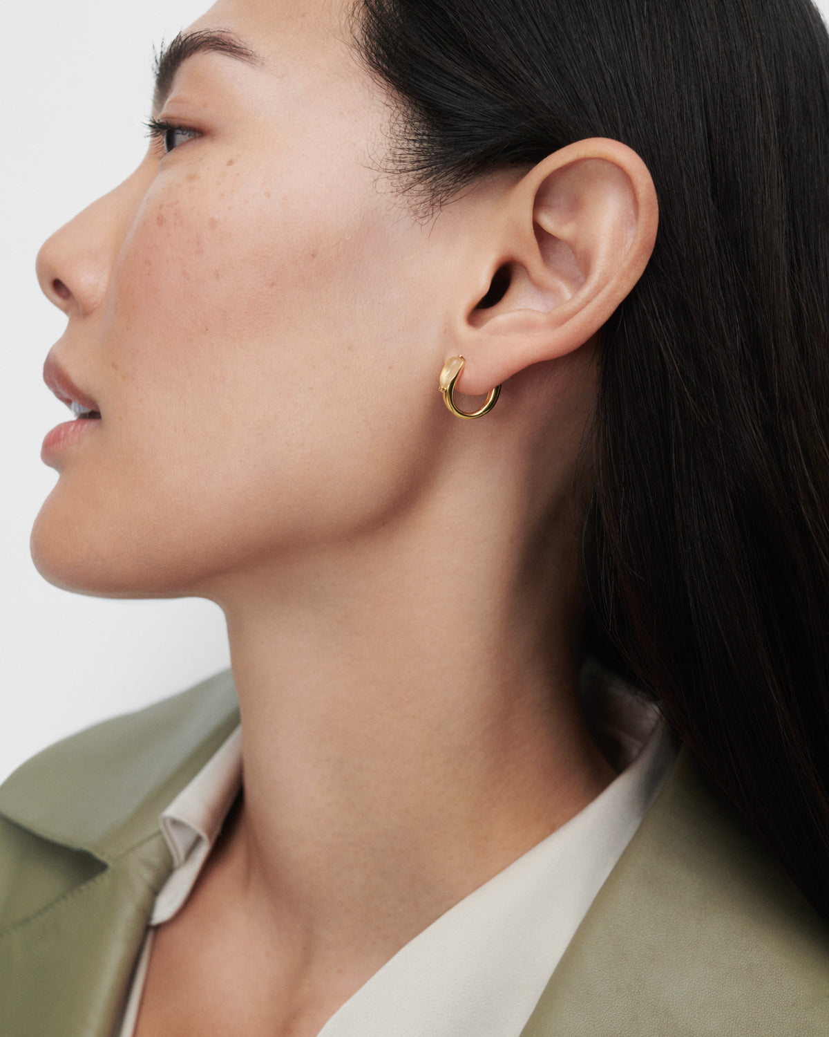 GRID Prehnite Isla Hoops - Elegant Dangle Earrings for Women, 925 Sterling Silver Jewelry | Perfect for Parties, Weddings & Everyday Wear