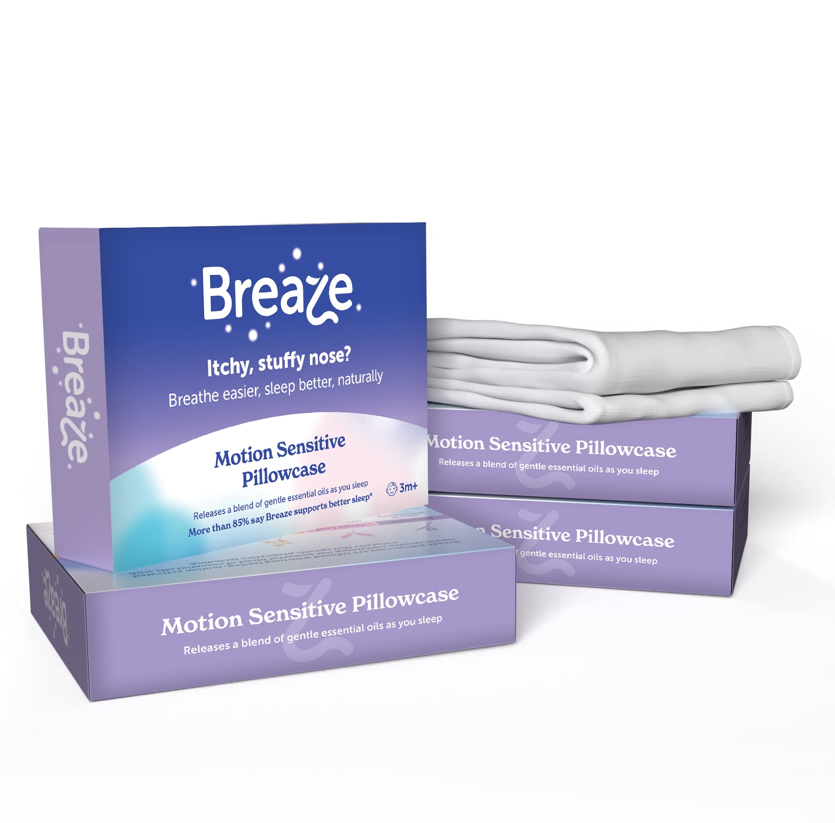 Breaze Natural Hayfever & Allergy Relief Pillowcases (4-Pack) | Hypoallergenic, Motion-Sensitive Protection | Lasts 8 Weeks | Perfect for Allergy Sufferers & Sensitive Sleepers