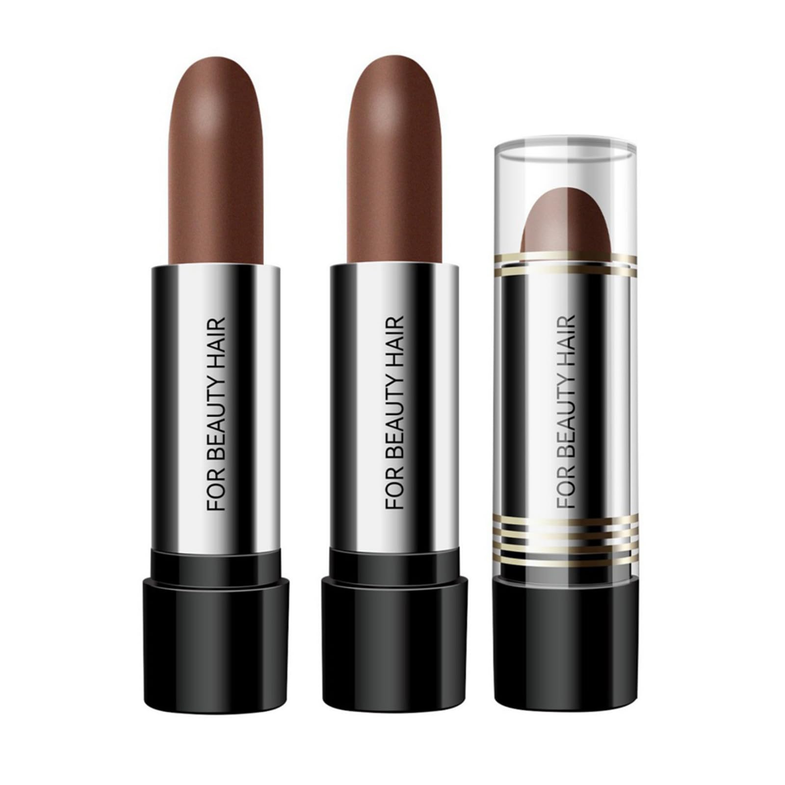 Ofanyia Temporary Hair Color Pencil for Root Touch Up - Non-Toxic Gray Hair Cover Stick, Hair Chalk & Lipstick Hair Dye Pen - Instant Root Concealer for Thinning Hair for Women & Men (2Pcs, Coffee) | Perfect for Quick Touch-Ups Between Salon Visits, Travel, and Everyday Use