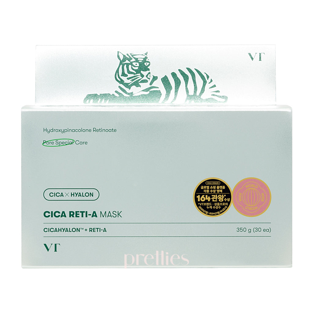 VT Cica Retinol Sheet Mask 30pcs - Korean Skincare for Acne & Wrinkles - Hydrating Face Mask for Glowing Skin - Perfect for Night Routine & Self-Care Days