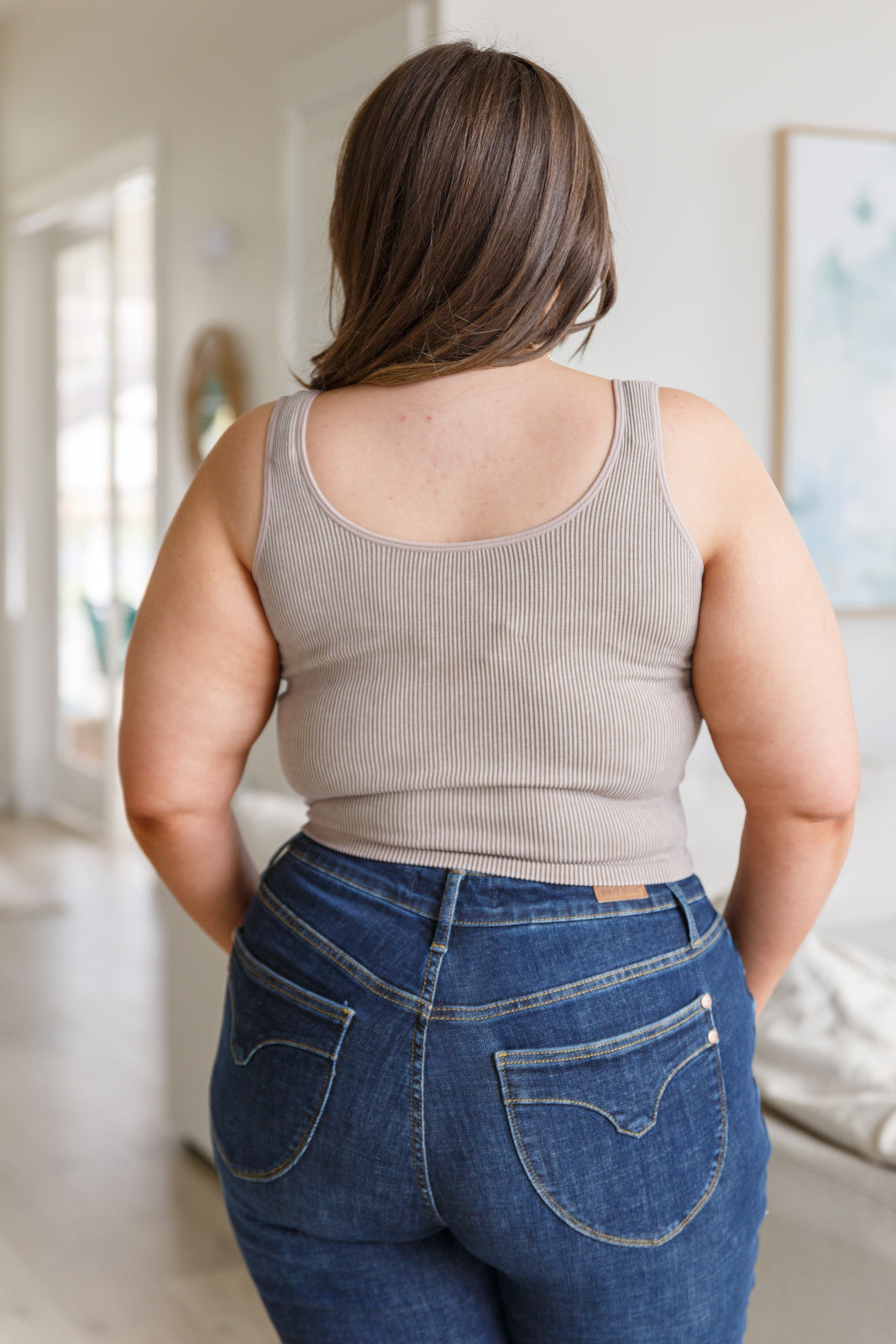 Fundamentals Ribbed Seamless Reversible Tank Top - Light Mocha | Women's Comfortable Stretchy Basic Camisole for Yoga, Layering & Everyday Wear