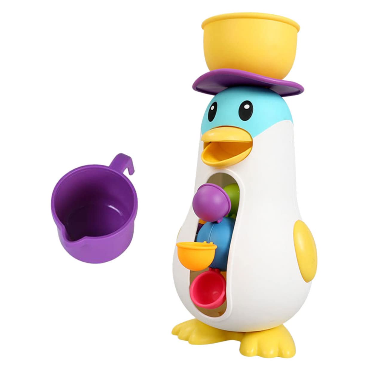 VICASKY 2 Sets Penguin Windmill Bath Toys - Wind Up Waterfall Suction Toys for Kids, Plastic Bathtub Toys for Toddlers - Fun Bath Time & Pool Playtime for Children