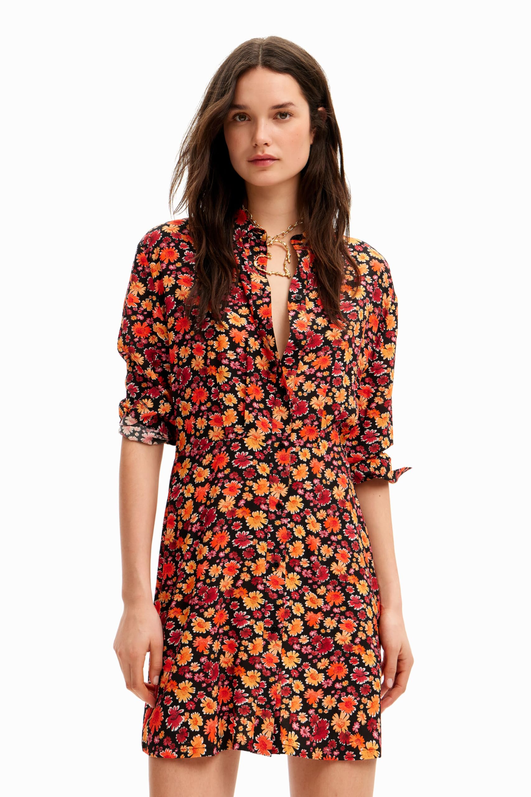 Desigual Women's Long Sleeve Floral Print Dress - Elegant & Comfortable for Work, Party & Date Night