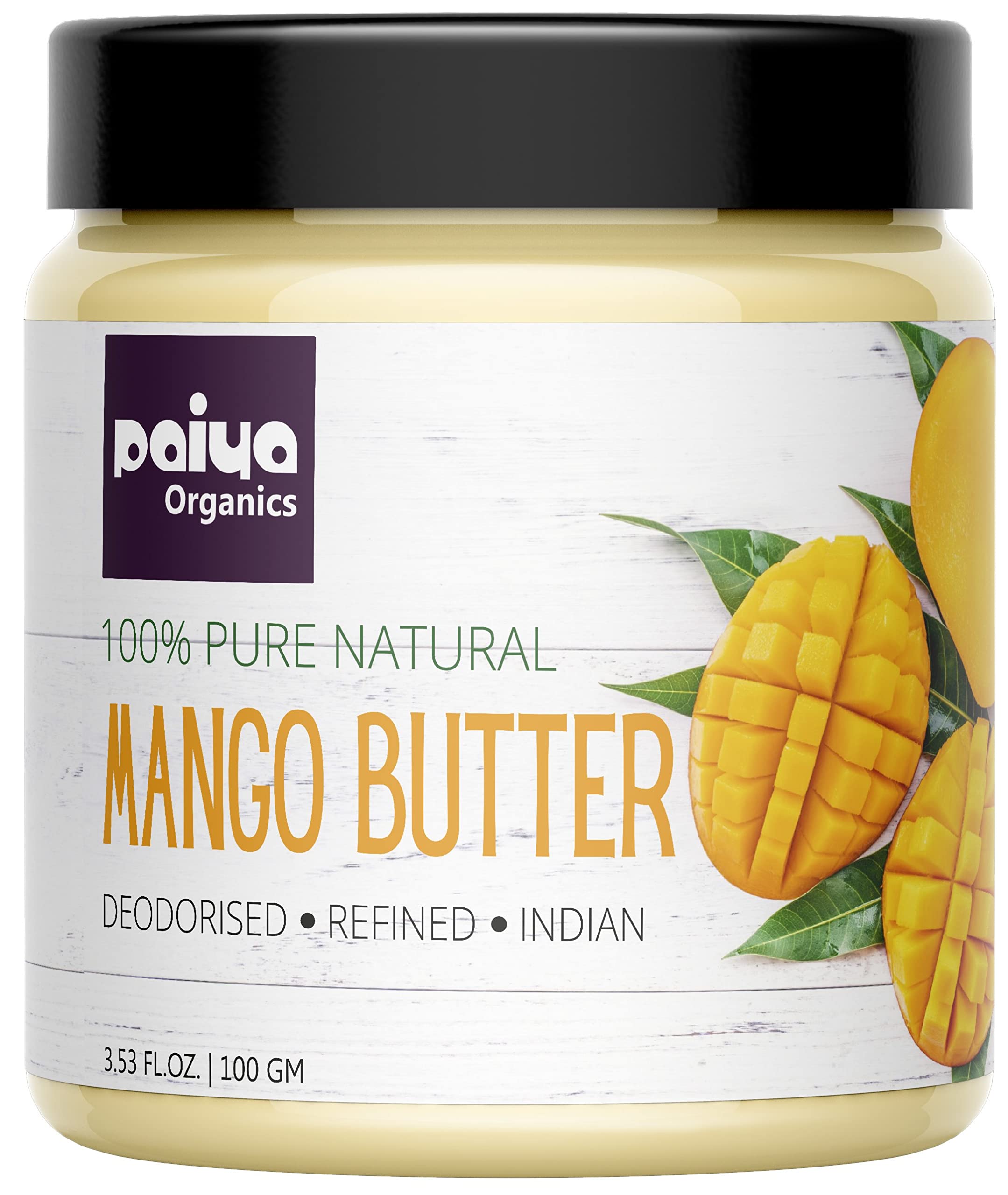 Organic Deodorized Indian Mango Butter 100g - Natural Skin & Hair Care Moisturizer with Antioxidants | Perfect for DIY Beauty Products, Body Butter, Lip Balm & Soap Making
