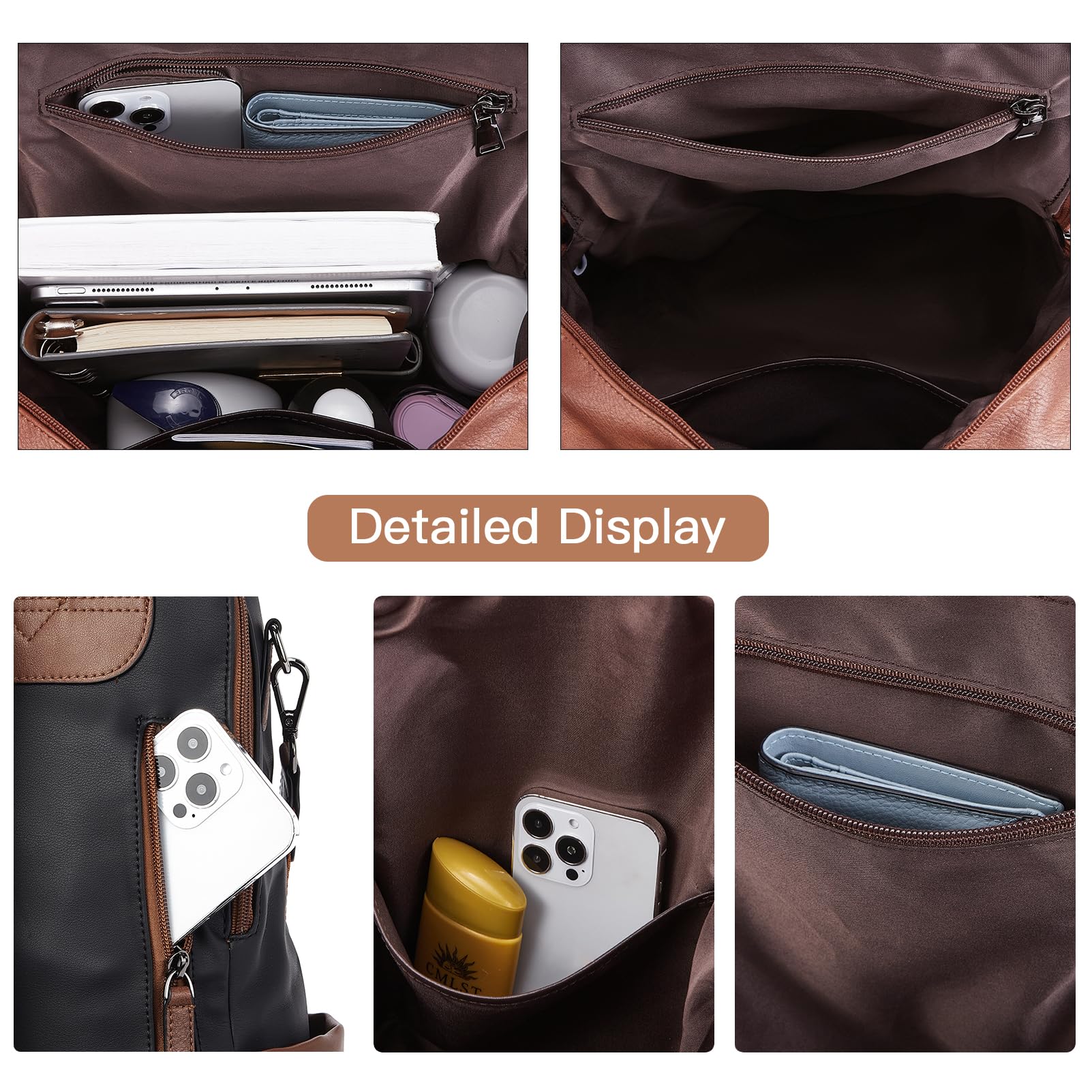 BROMEN Women's Leather Backpack Purse - Anti-Theft Fashion Shoulder Handbag & Bookbag for Work, Travel & Daily Use