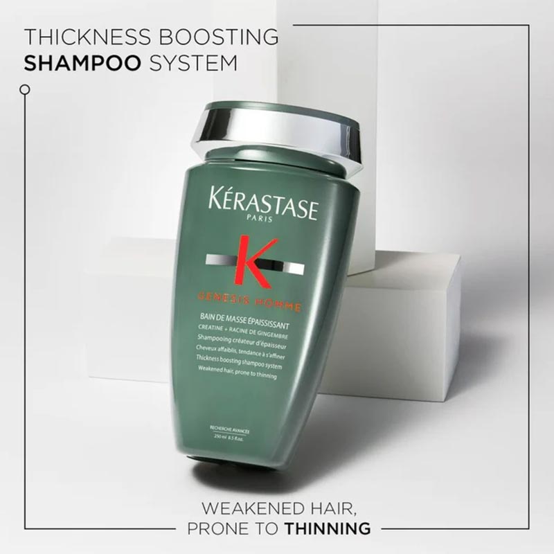 Kerastase Genesis Homme Thickening Shampoo for Men - Strengthens & Volumizes Thin Hair - Perfect for Daily Use & Thinning Hair Care