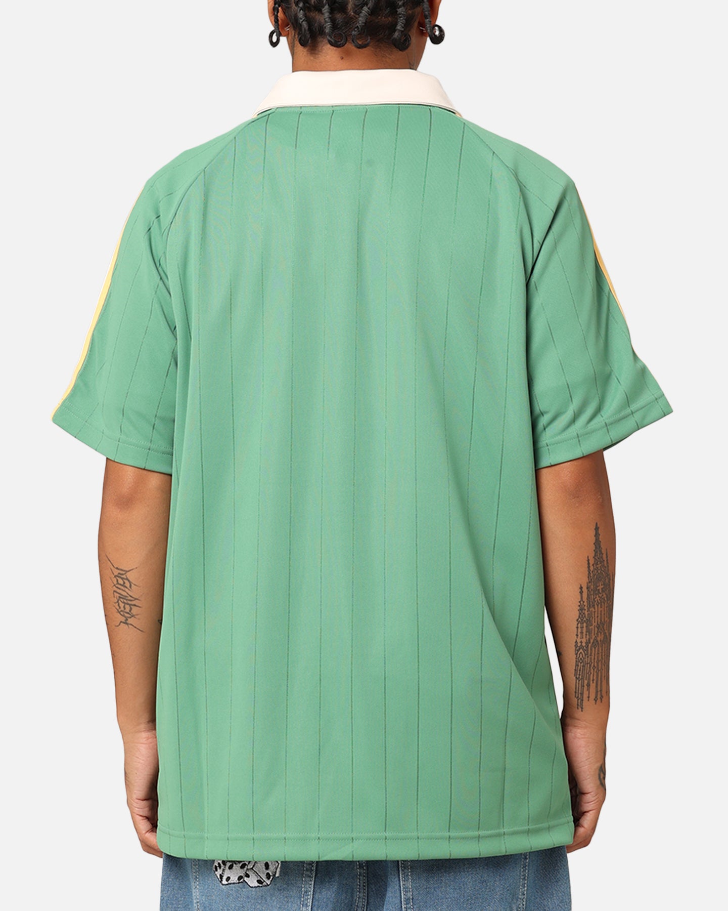Adidas Pinstripe Jersey - Vintage Green Soccer Shirt for Men | Authentic Preloved Football Jersey for Training & Match Days