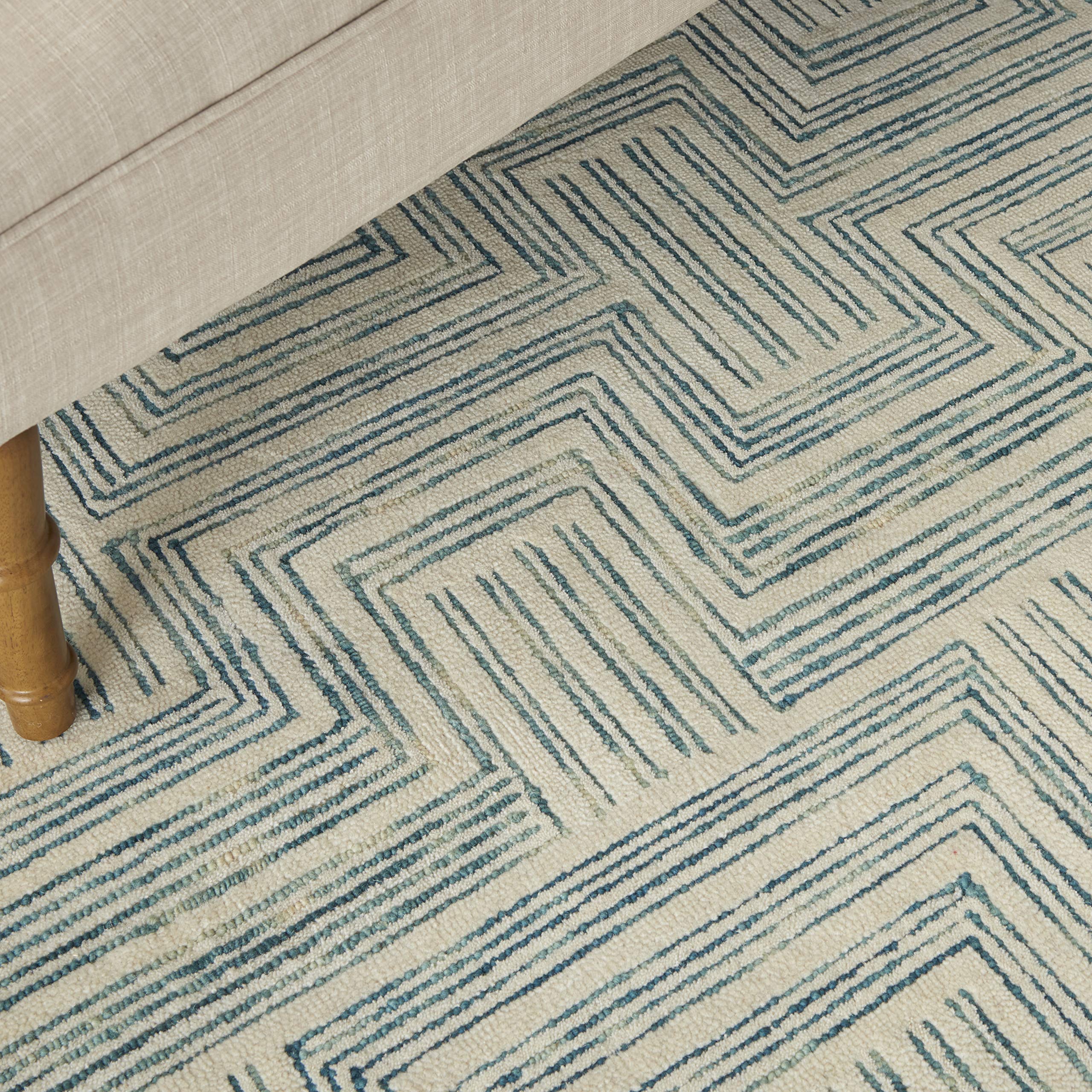 Nourison Linked Bohemian Ivory/Turquoise 5' x 7'6