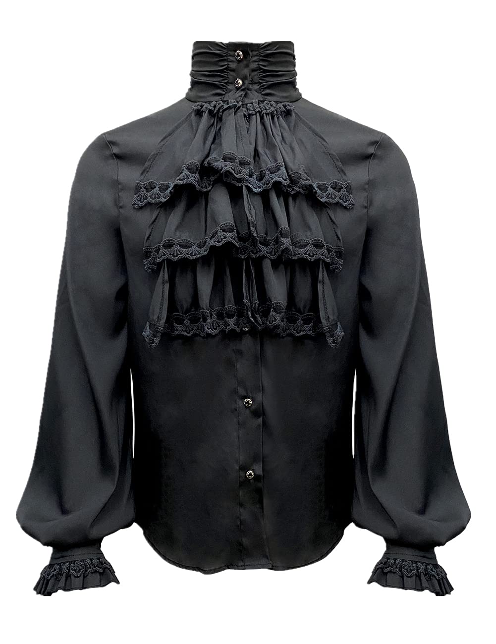 Men's Pirate Vampire Shirt - Renaissance Victorian Gothic Costume Top for Halloween, Cosplay & Medieval Themed Parties | Premium Long Sleeve Lace-Up Blouse