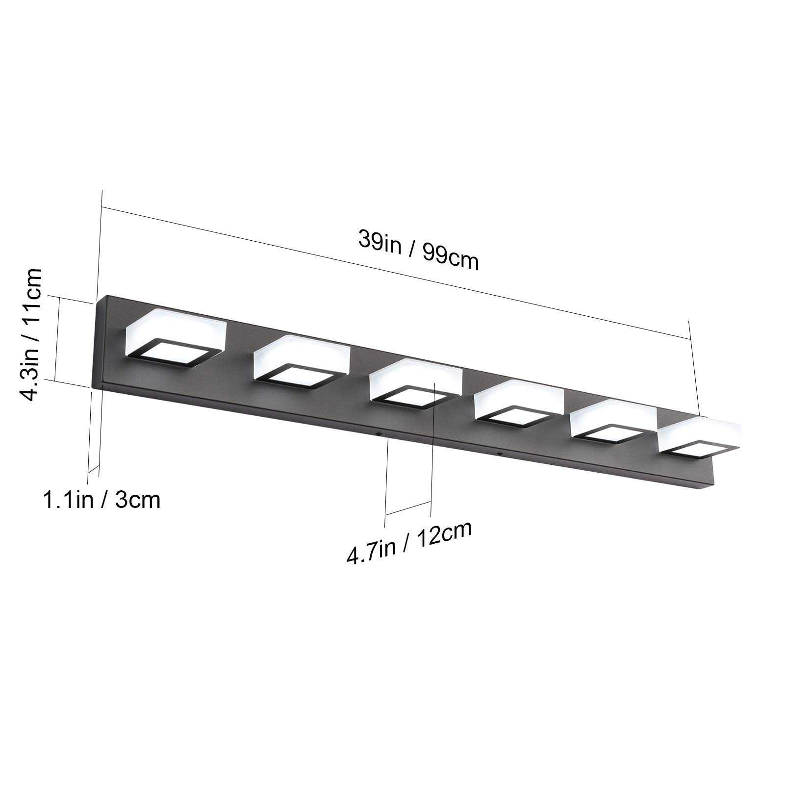 Ralbay 12W LED Bathroom Vanity Light - Matte Black Modern Acrylic Light Fixture for Bathroom Mirror Lighting - Perfect for Bathroom, Powder Room & Dressing Room Makeup Area