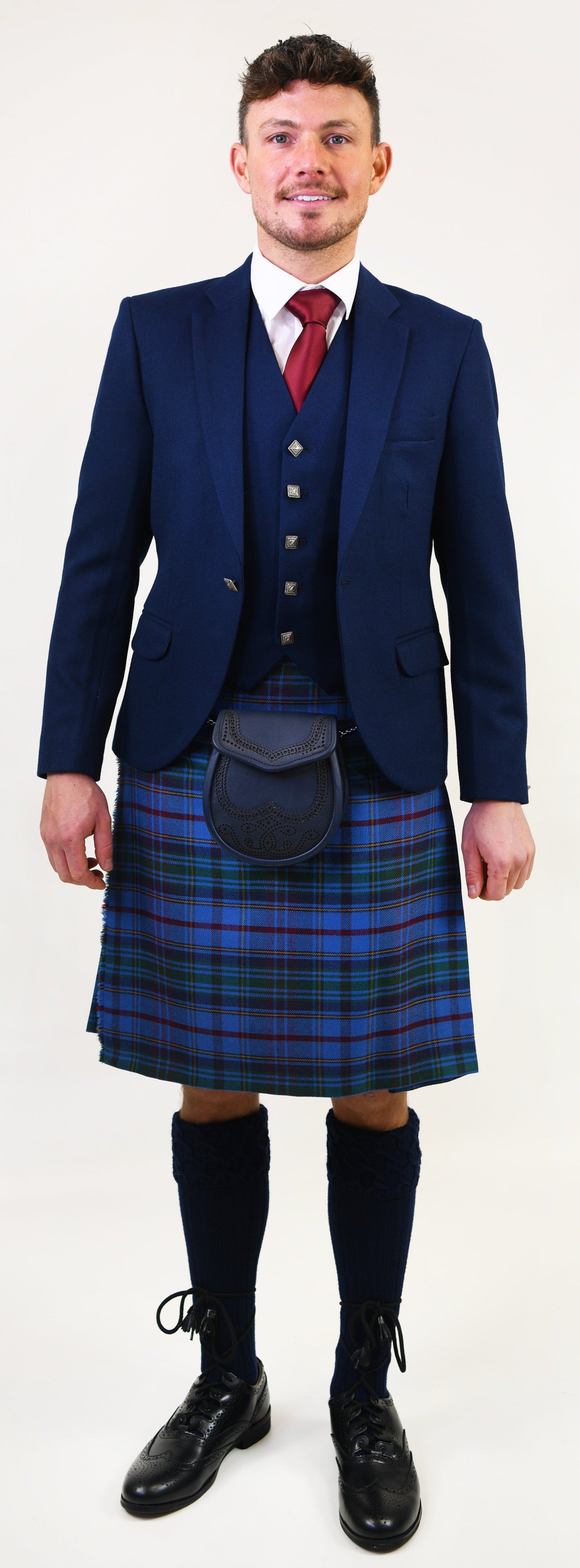 Premium Navy Barathea Argyll Jacket & Vest Set - Classic Scottish Formal Wear for Weddings, Parties & Highland Events
