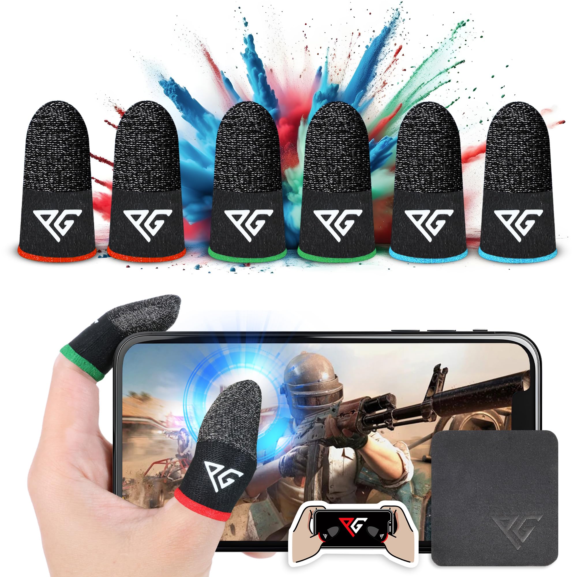 Progameplays Anti-Sweat Finger Sleeves for Mobile Gaming - Ultra Sensitive Touchscreen Gloves Compatible with PUBG, COD Mobile & All Gaming Phones - Perfect for Esports, Streaming & Long Gaming Sessions