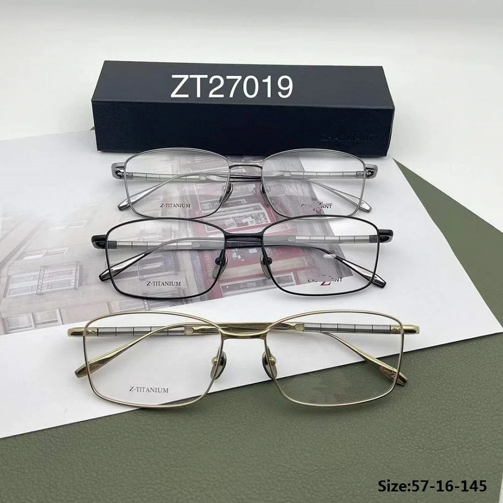 Aimee Men's Full Rim Square Titanium Eyeglasses 27019 - Lightweight Durable Frame for Work, Reading & Everyday Use