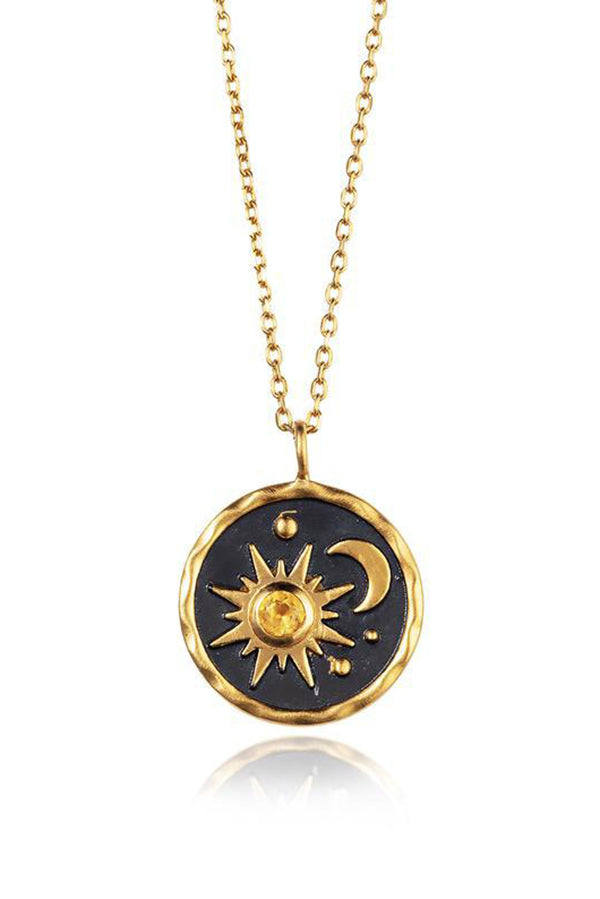 Exquisite Vintage Sun Moon Zircon Necklace for Women - Elegant Bohemian Jewelry Gift for Birthday, Anniversary & Special Occasions