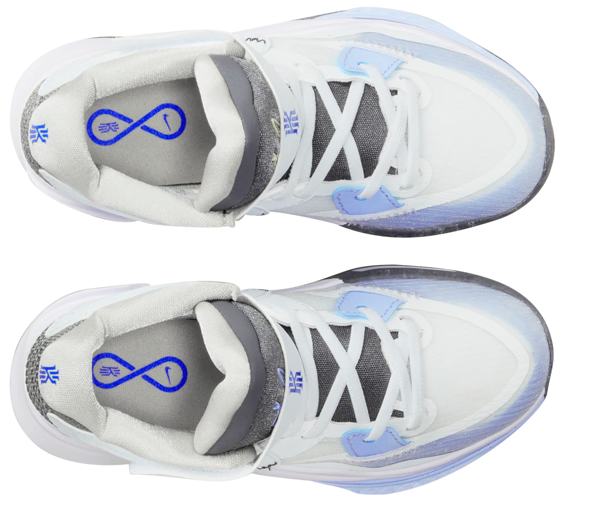 Nike Kyrie 8 Basketball Shoes for Kids - White/Iron Grey/Light Marine (DD0332 102) - Size 2.5 - Perfect for School, Training & Court Play
