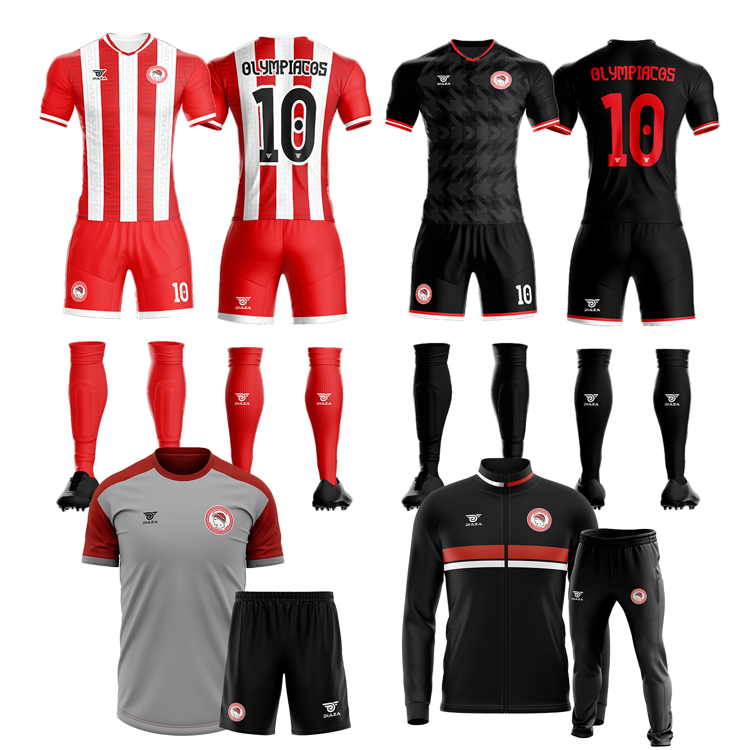 Olympiacos FC Soccer Jersey & Shorts Set - Official Field Player Bundle for Men - Perfect for Matches, Training & Fan Support
