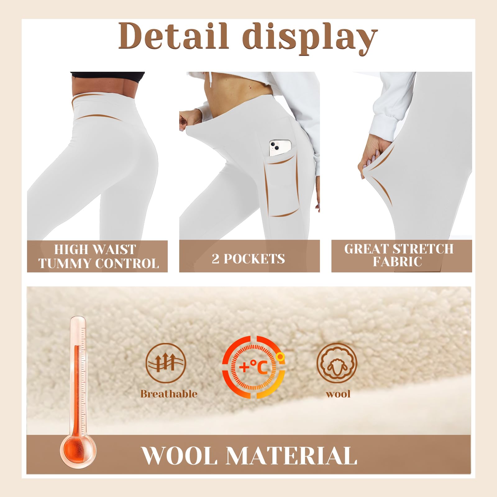 YOLIX 2 Pack Fleece Lined Thermal Leggings for Women with Pockets - High Waisted Winter Warm Yoga Pants (Black) - Perfect for Cold Weather Workouts, Lounge Wear & Outdoor Activities