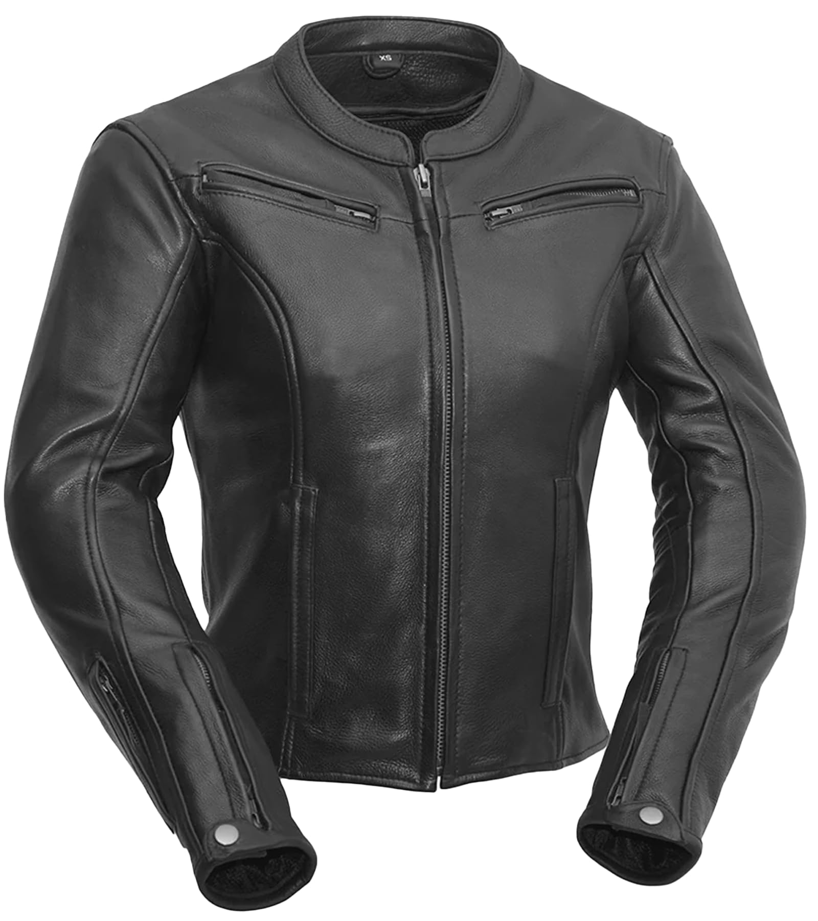Speed Queen Women's Motorcycle Leather Jacket - Black Biker Jacket for Riding & Outdoor Adventures - First Mfg Co