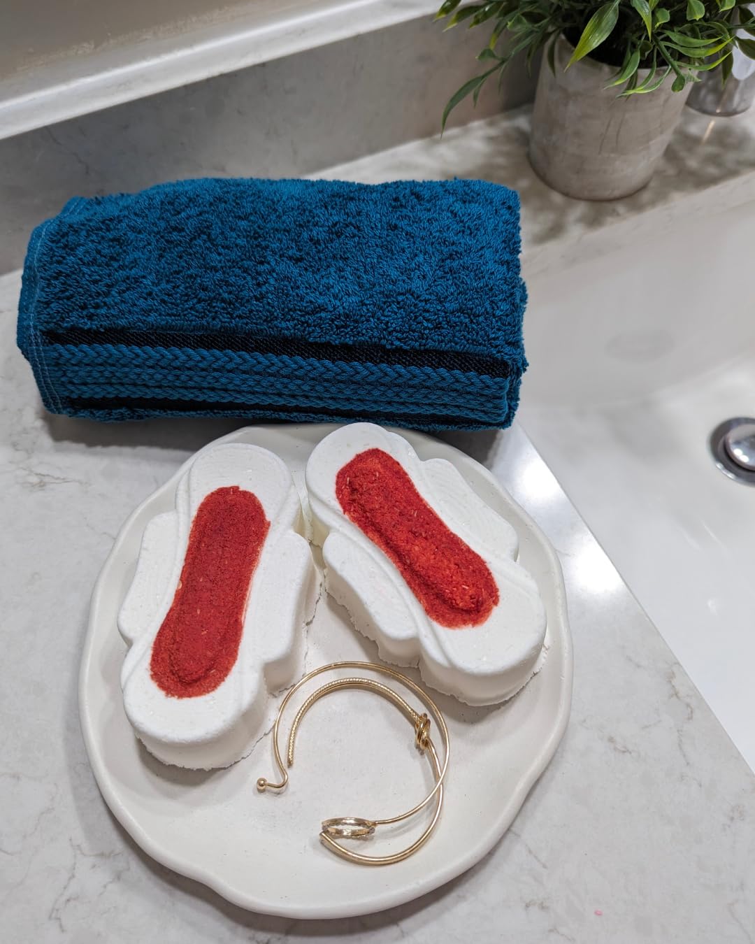 Large Sanitary Pad Bath Bomb Gift Set (2 Pack) - Fun & Unique Period Gifts for Women, Bridal Showers & Bachelorette Parties