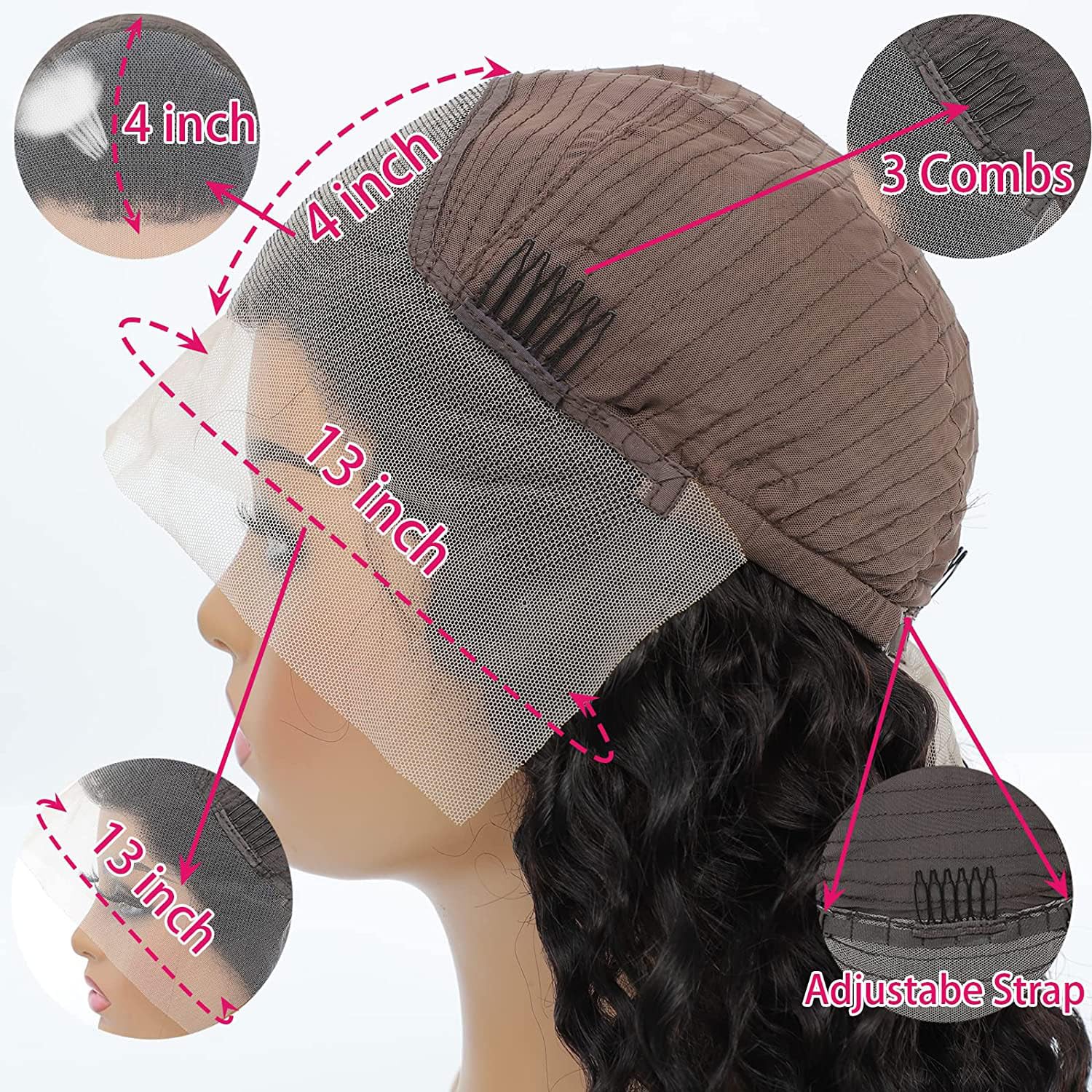 13x4 Deep Wave Lace Front Wigs Human Hair - 180% Density 26 Inch Glueless HD Transparent Lace Frontal Wig with Baby Hair & Pre-Plucked Hairline for Women | Natural Black | Perfect for Daily Wear, Cosplay & Special Occasions