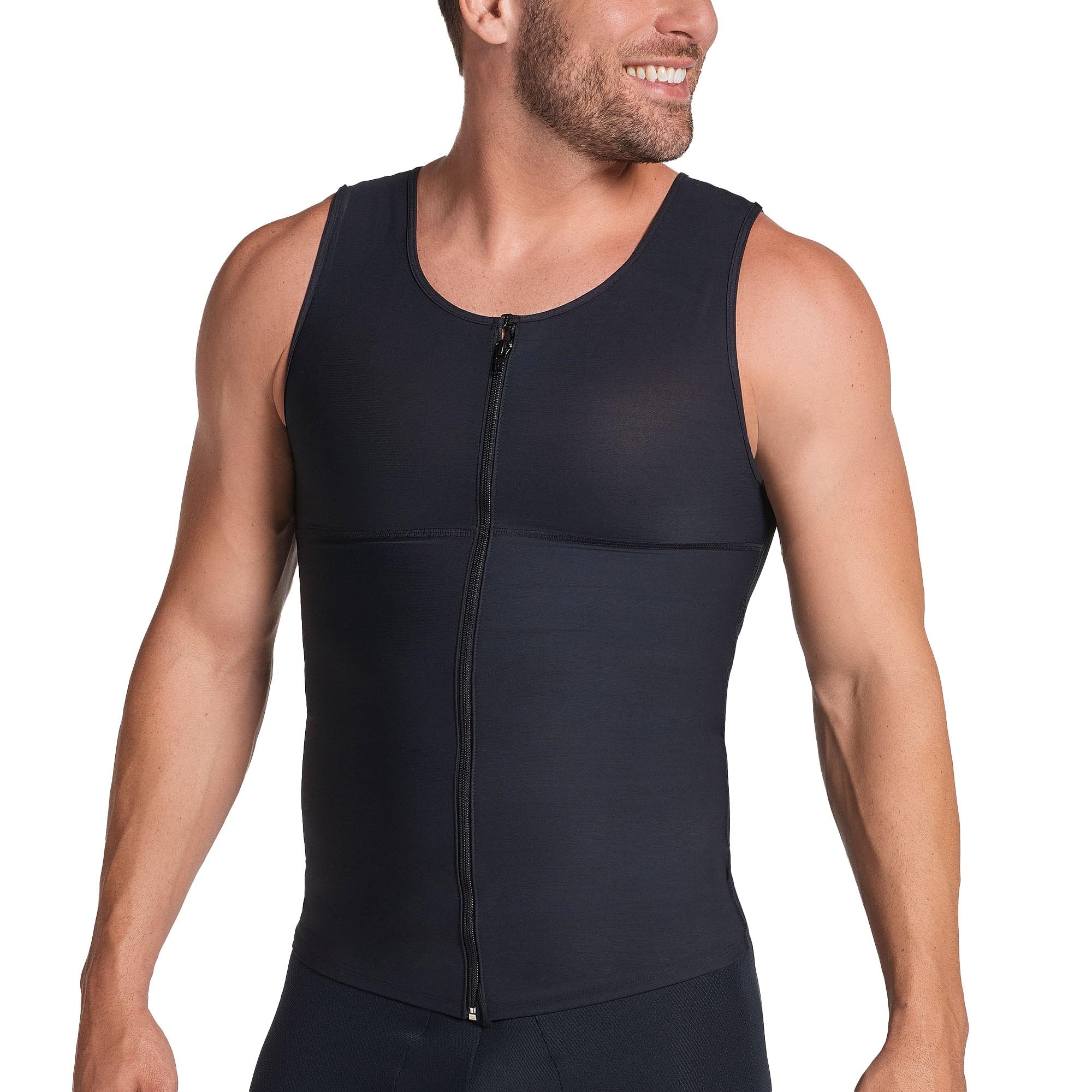 Men's Leo Compression Vest - Tummy Control & Posture Corrector Shapewear for Back Support - Slimming Body Shaper for Workout, Office & Everyday Wear