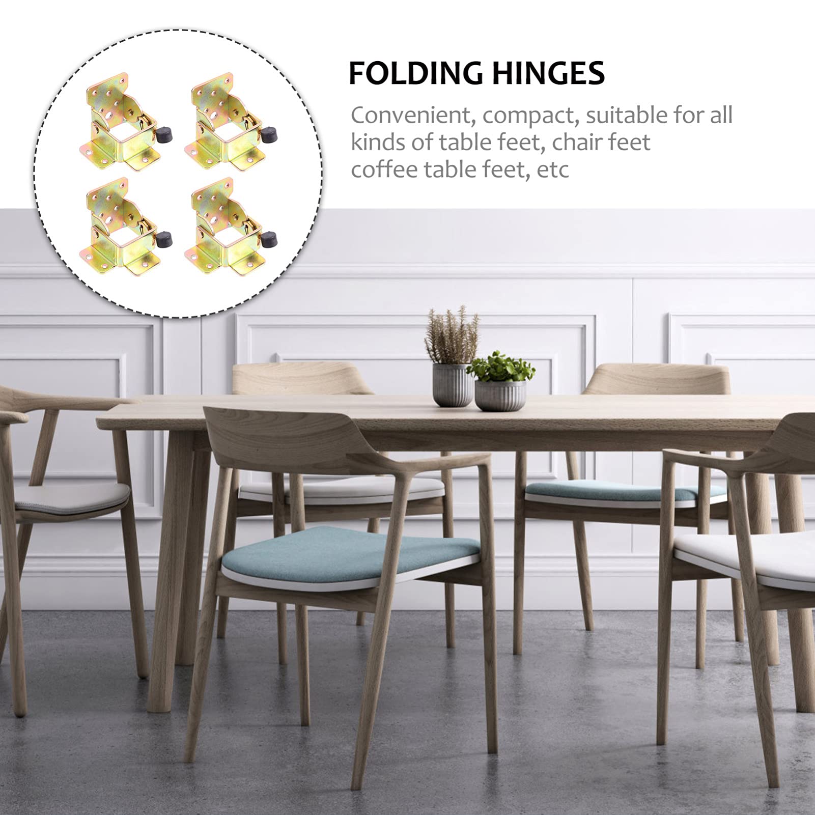 DOITOOL 4Pcs Folding Chair Leg Hinges - Heavy Duty Iron Support Brackets for Foldable Tables, Chairs & Shelves - Angle Braces for Space-Saving Furniture in Home, Office & Dorm Rooms