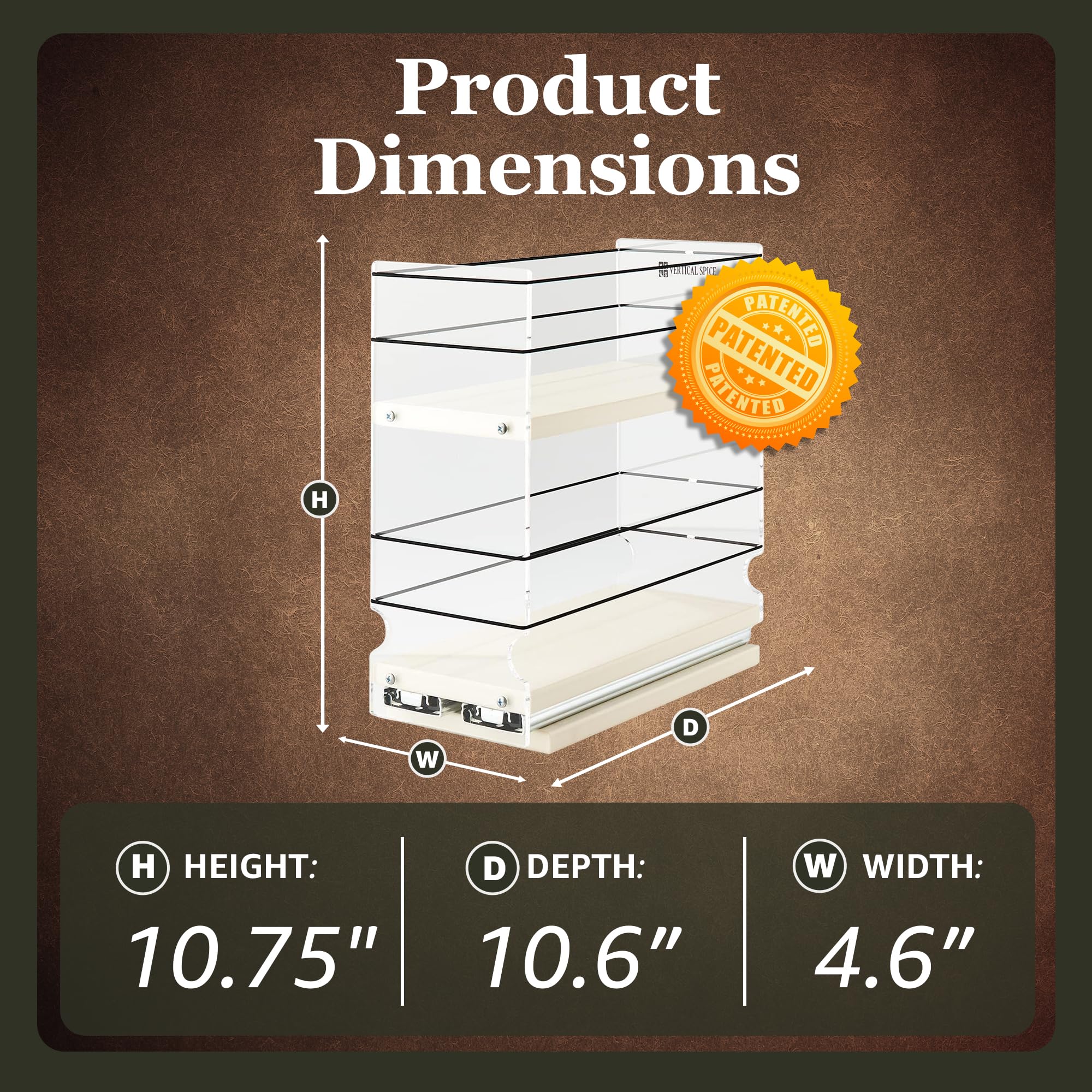 Vertical Spice Rack Organizer - 2 Tier Pull Out Cabinet Spice Shelf for Kitchen Storage - Space Saving Sliding Spice Rack for Inside Cabinets (10.6