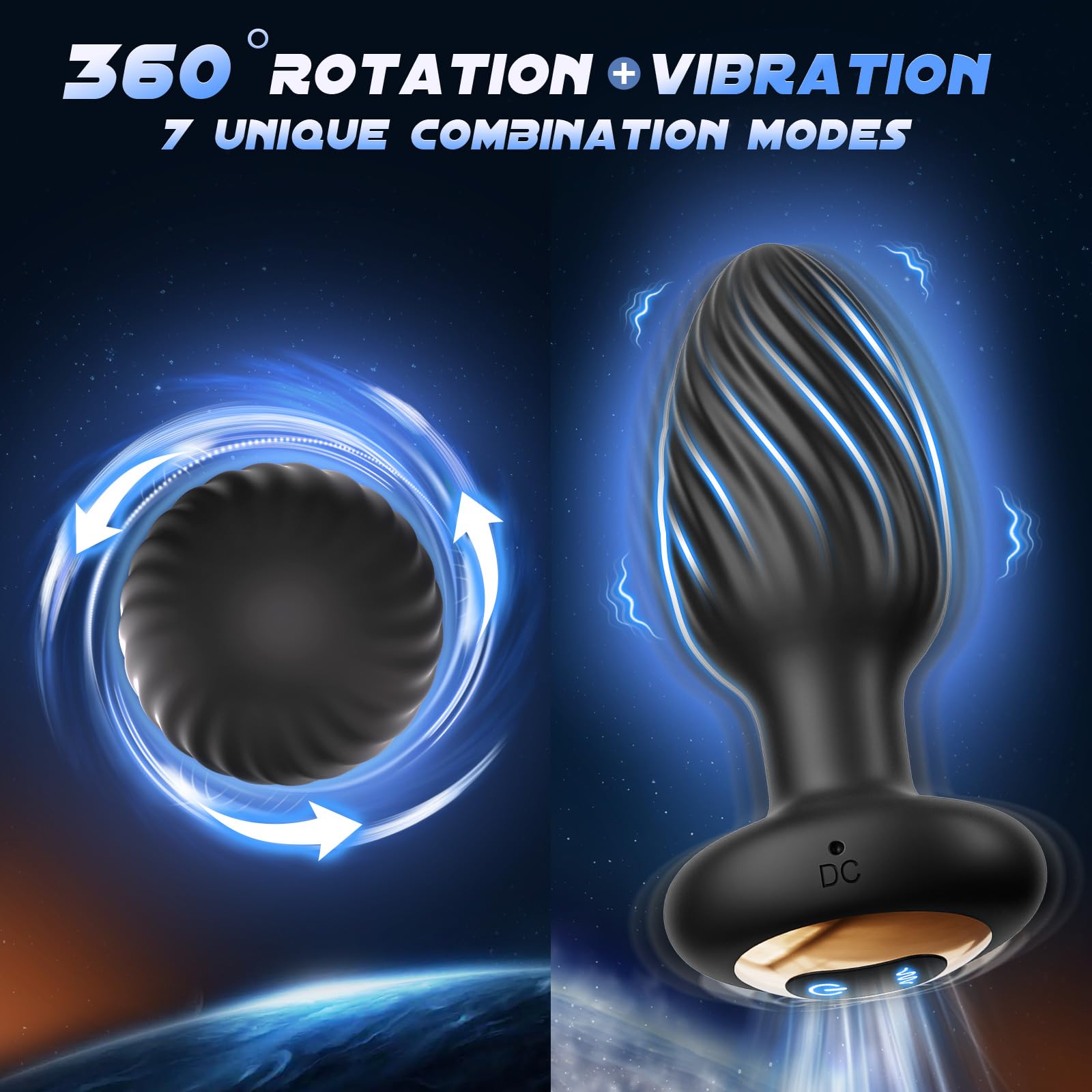 Premium Couples Sex Toys - Large Silicone Butt Plug with 360° Stimulation & 7 Vibration Modes, Remote Control Anal Plug for Women & Men - Perfect for Couples Play, Solo Pleasure & Prostate Massage