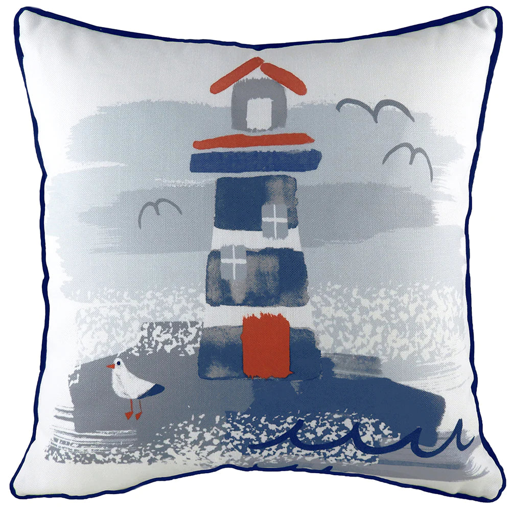 Nautical Lighthouse Cushion Cover - Decorative Throw Pillow Case for Coastal Home Decor | Perfect for Living Room, Bedroom, or Beach House Styling
