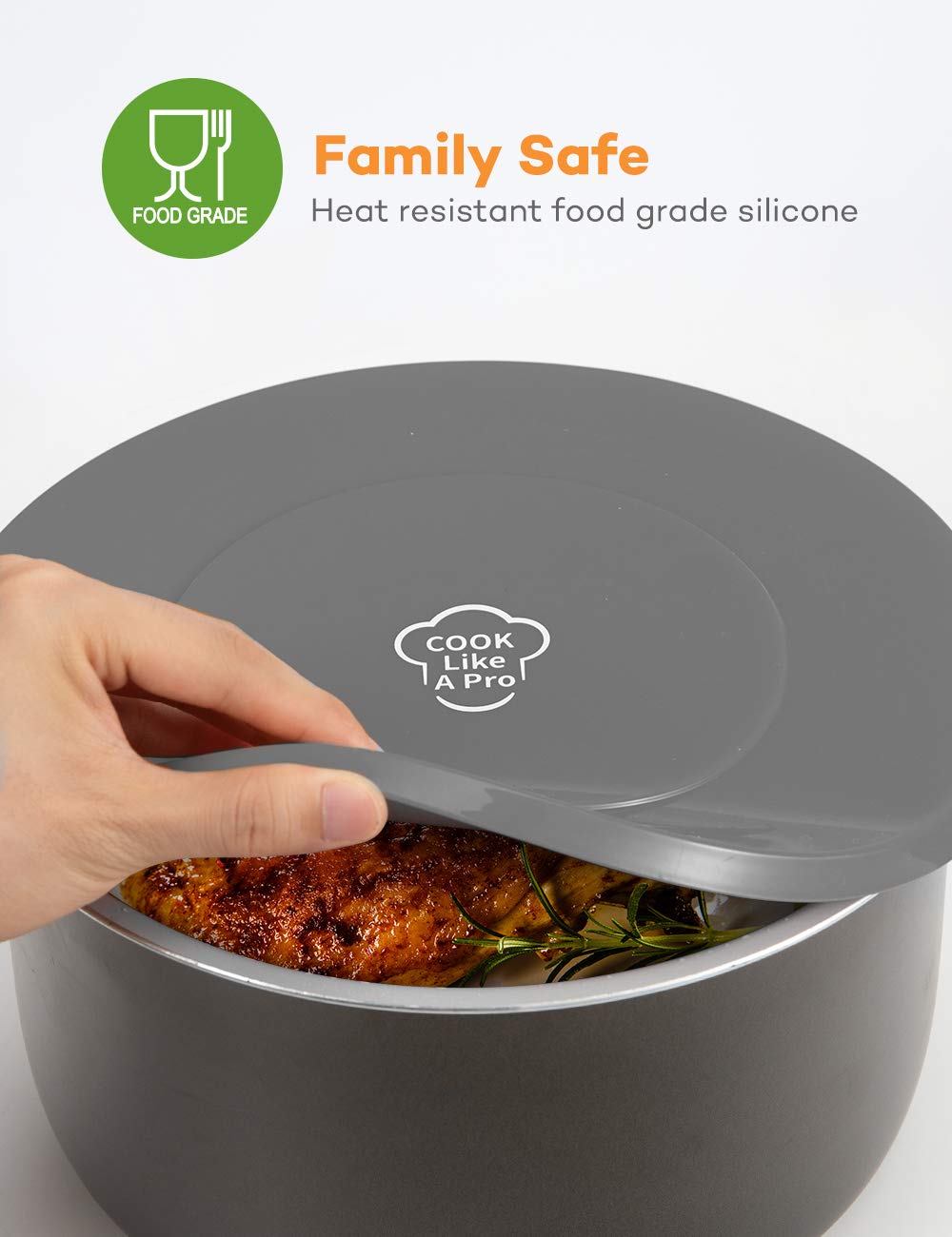 Silicone Lid Inner Pot Cover for Ninja Foodi 6.5 & 8 Quart Pressure Cooker Air Fryer - Grey by SiCheer | Perfect for Steam Cooking, Food Storage & Kitchen Organization