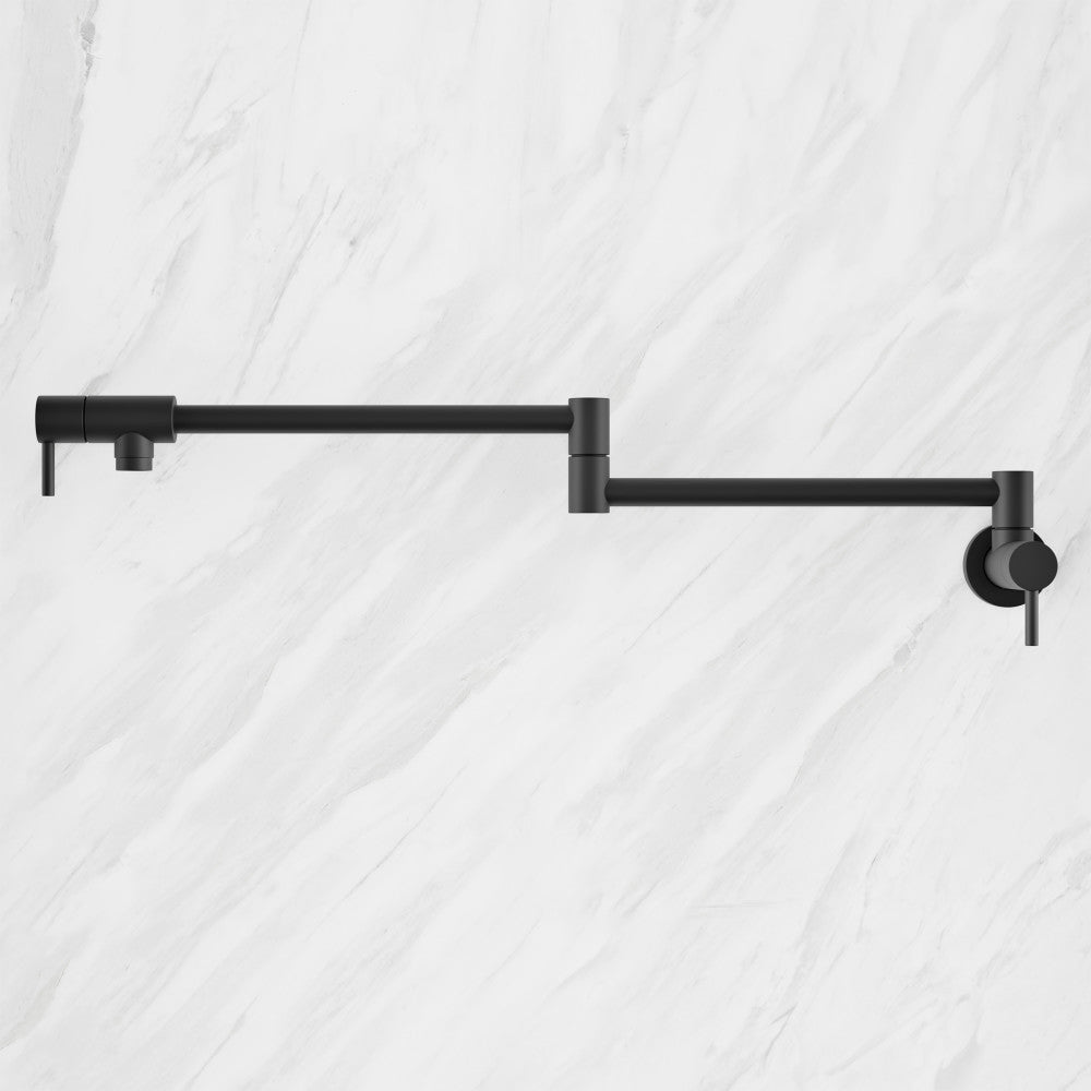 Matte Black Ivy Retractable Wall Mounted Pot Filler - Stainless Steel Kitchen Faucet for Easy Cooking & Filling Large Pots (Perfect for Home Chefs & Commercial Kitchens)