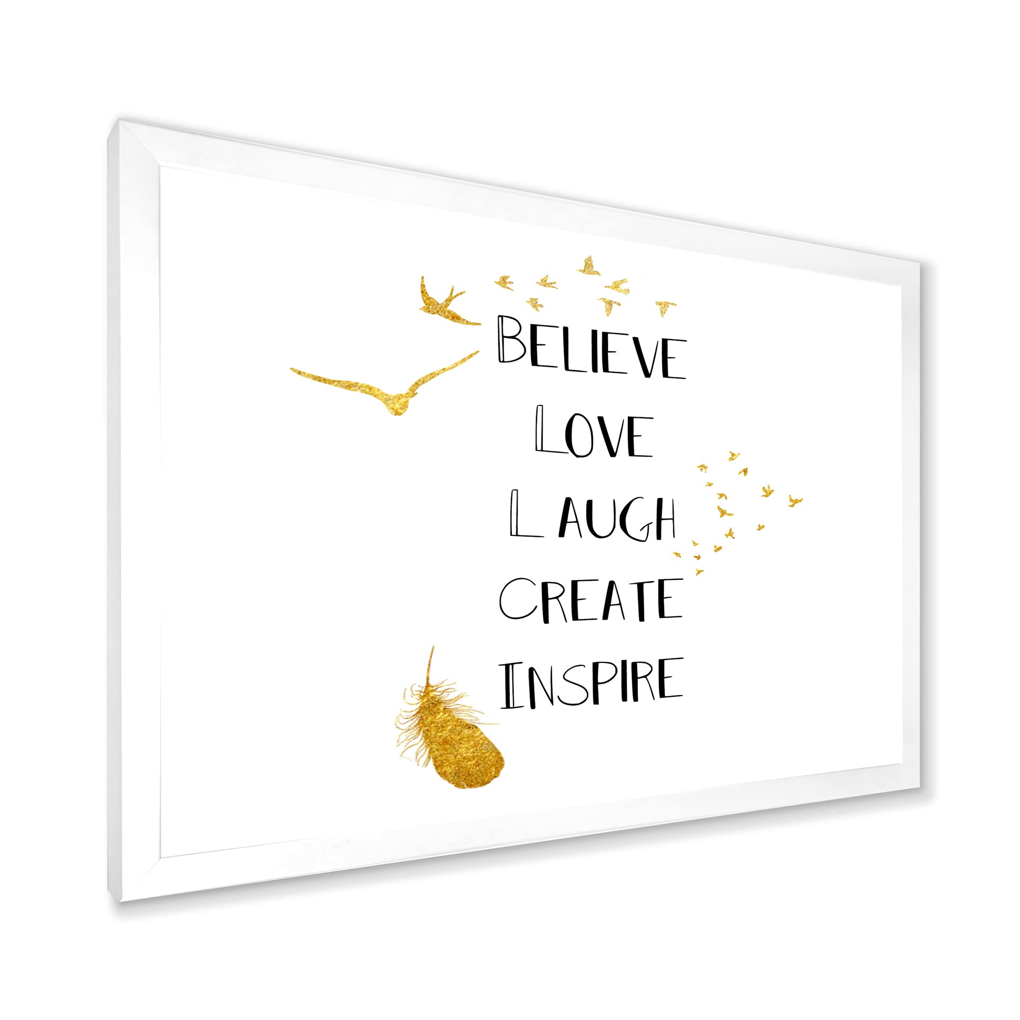 Inspirational Quote Framed Wall Art - White & Gold Traditional Design - Perfect for Home, Office & Gift Decor