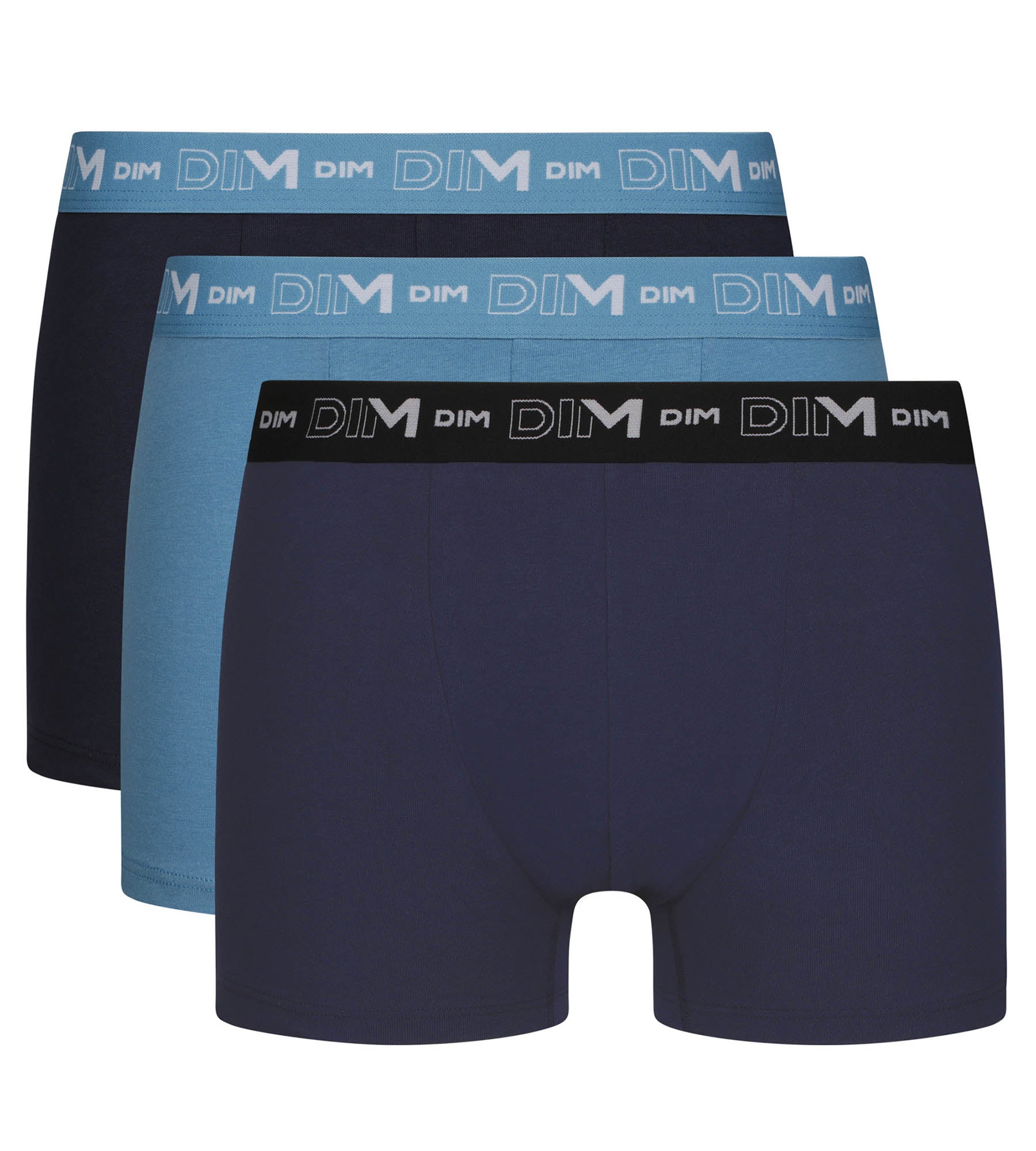 3 Pack Men's Boxer Briefs - Blue Riviera & Black Denim Cotton Stretch Underwear for Daily Wear, Gym & Travel
