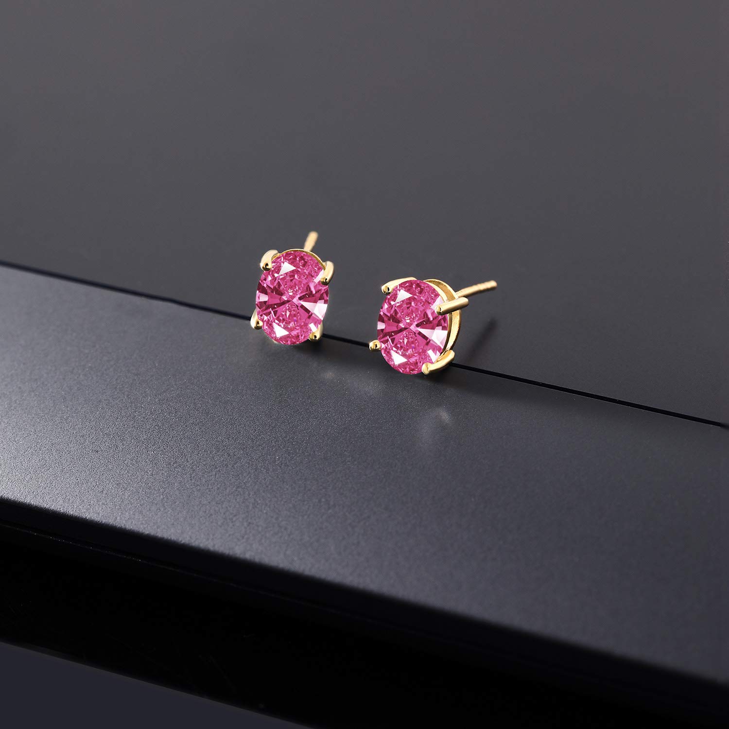 14K Gold 8X6MM Oval Birthstone Stud Earrings for Women & Men | Genuine Gemstone Jewelry Gift for Anniversary, Birthday & Special Occasions