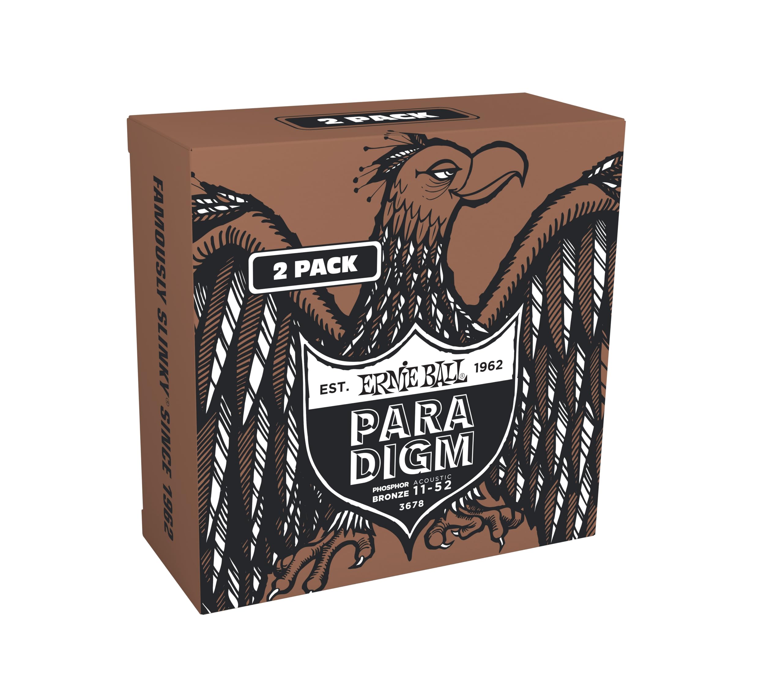 Ernie Ball Light Paradigm Phosphor Bronze Acoustic Guitar Strings 11-52 Gauge - 2 Pack (P03678) | Amazon Exclusive | Perfect for Studio Recording & Live Performances