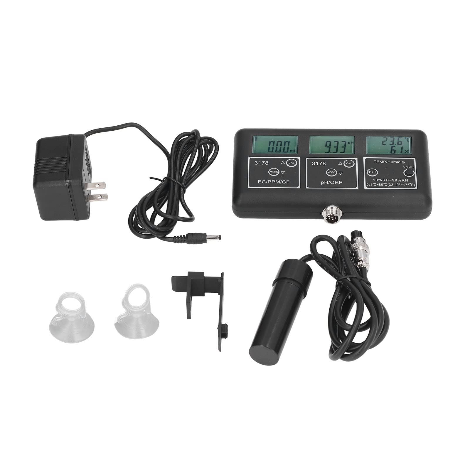 7-in-1 Water Quality Tester for Aquariums - Digital pH, Temperature & Humidity Meter for Fish Tanks, Hydroponics, Pools & Lab Use | Accurate Water Testing Device for Home & Professional Aquaculture