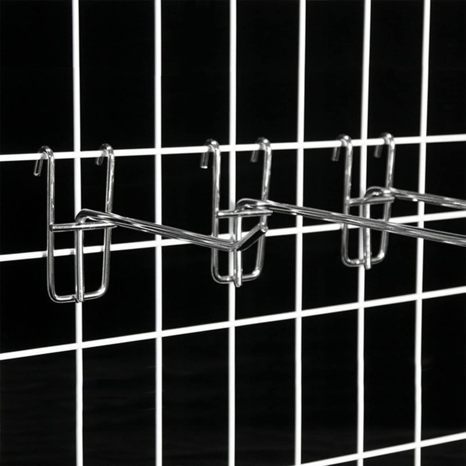 MroMax Pegboard Hooks 4Pcs - Silver Grid Wall Hooks for Supermarket, Retail & Garage Organization - Perfect for Displaying Tools, Accessories & Small Items