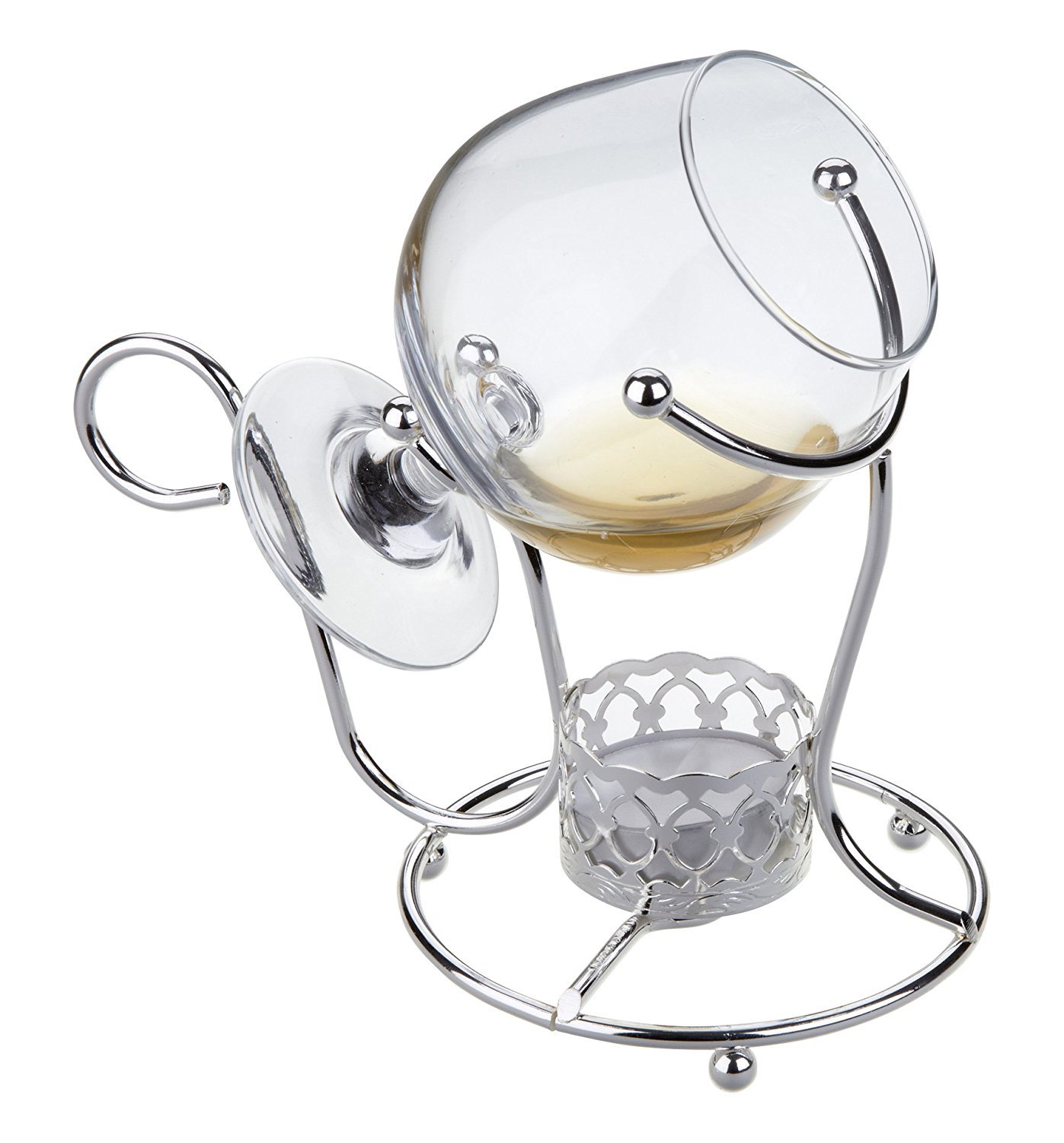 Premium Silver-Plated Brandy Warmer & Snifter Set with Tarnish-Resistant Finish - No Polishing Needed - Includes Candle - Handcrafted in England | Perfect for After-Dinner Drinks, Gifts & Home Bar Decor