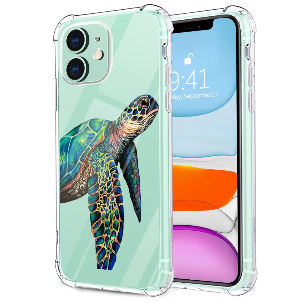 MAYCARI iPhone 11 Pro Max Case - Colorful Turtle Cute Animal Design, Clear TPU Slim Protective Cover with Anti-Scratch & Shock Absorption | Perfect for Everyday Use, School, Work & Outdoor Activities
