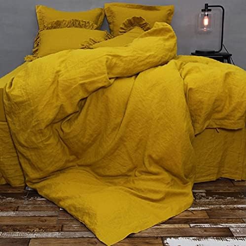 Yellow Washed Cotton Duvet Cover Set - Queen Size for Cozy Bedrooms