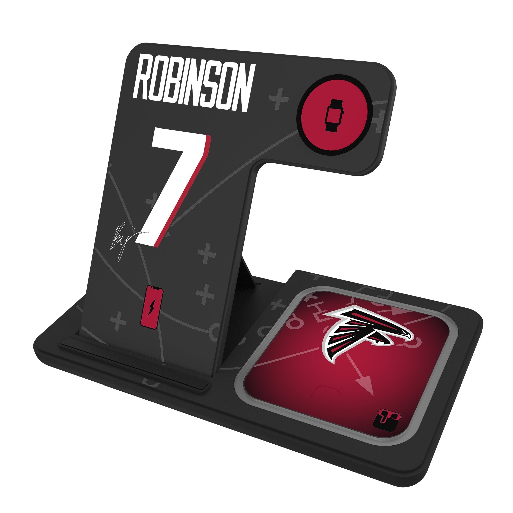 Bijan Robinson Atlanta Falcons 7 Ready 3-in-1 Wireless Charging Station for iPhone, Android & AirPods - Perfect for Home, Office & Travel