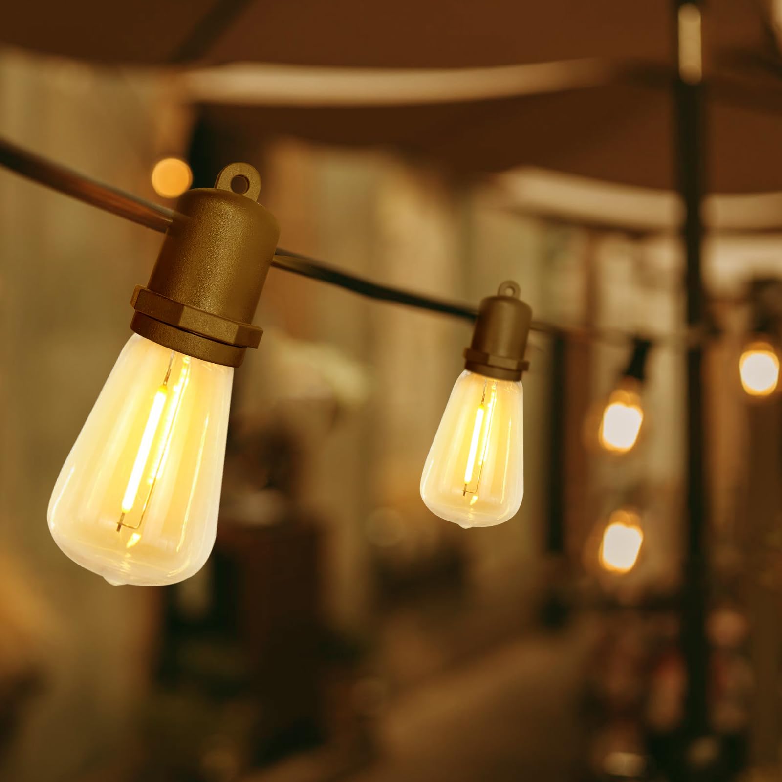 25Ft LED Outdoor String Lights with 13 Shatterproof Edison Bulbs (1 Spare Included) - Waterproof Commercial Grade Patio Lights for Porch, Deck, Backyard, Garden - Perfect for Weddings, Parties & Outdoor Decorations