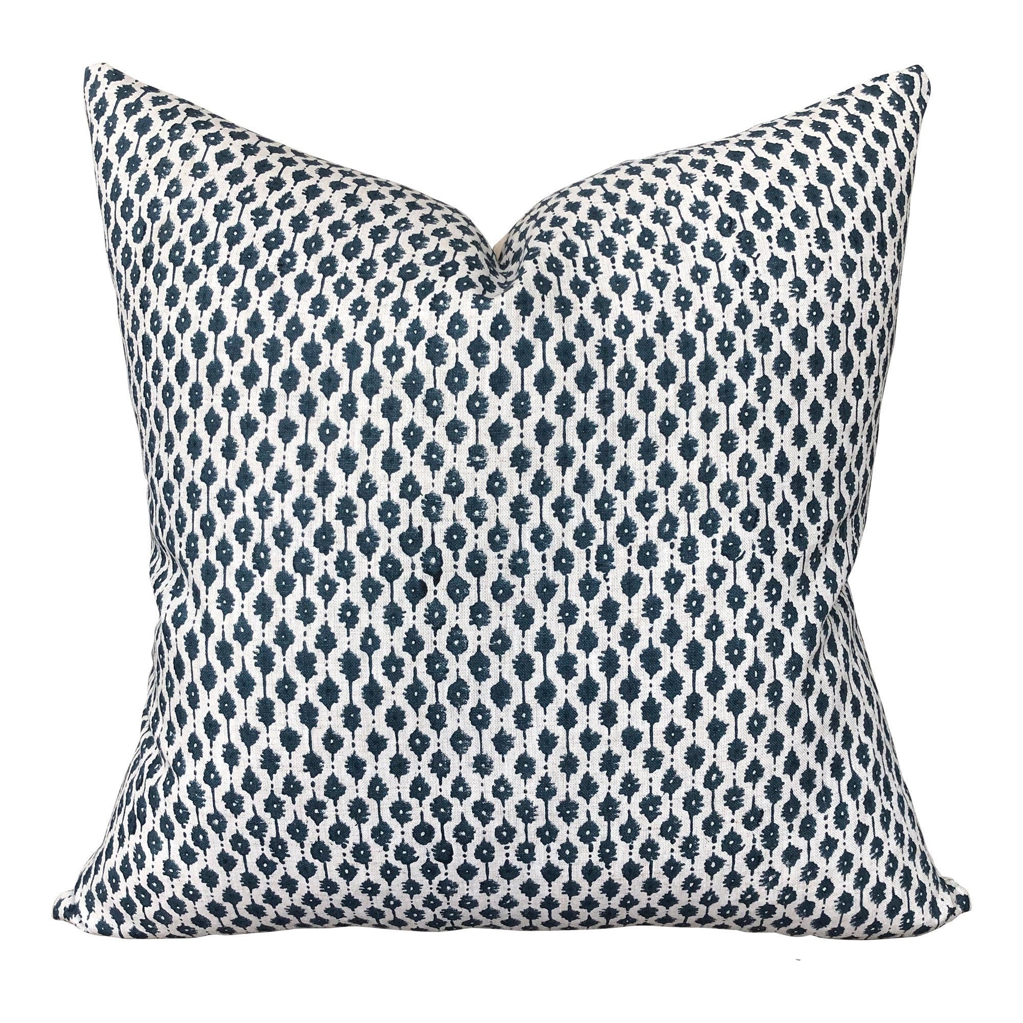 Walter G Siam Pacific Blue Linen Pillow Cover - Ready to Ship | Decorative Throw Pillow Case for Sofa, Bed & Home Decor