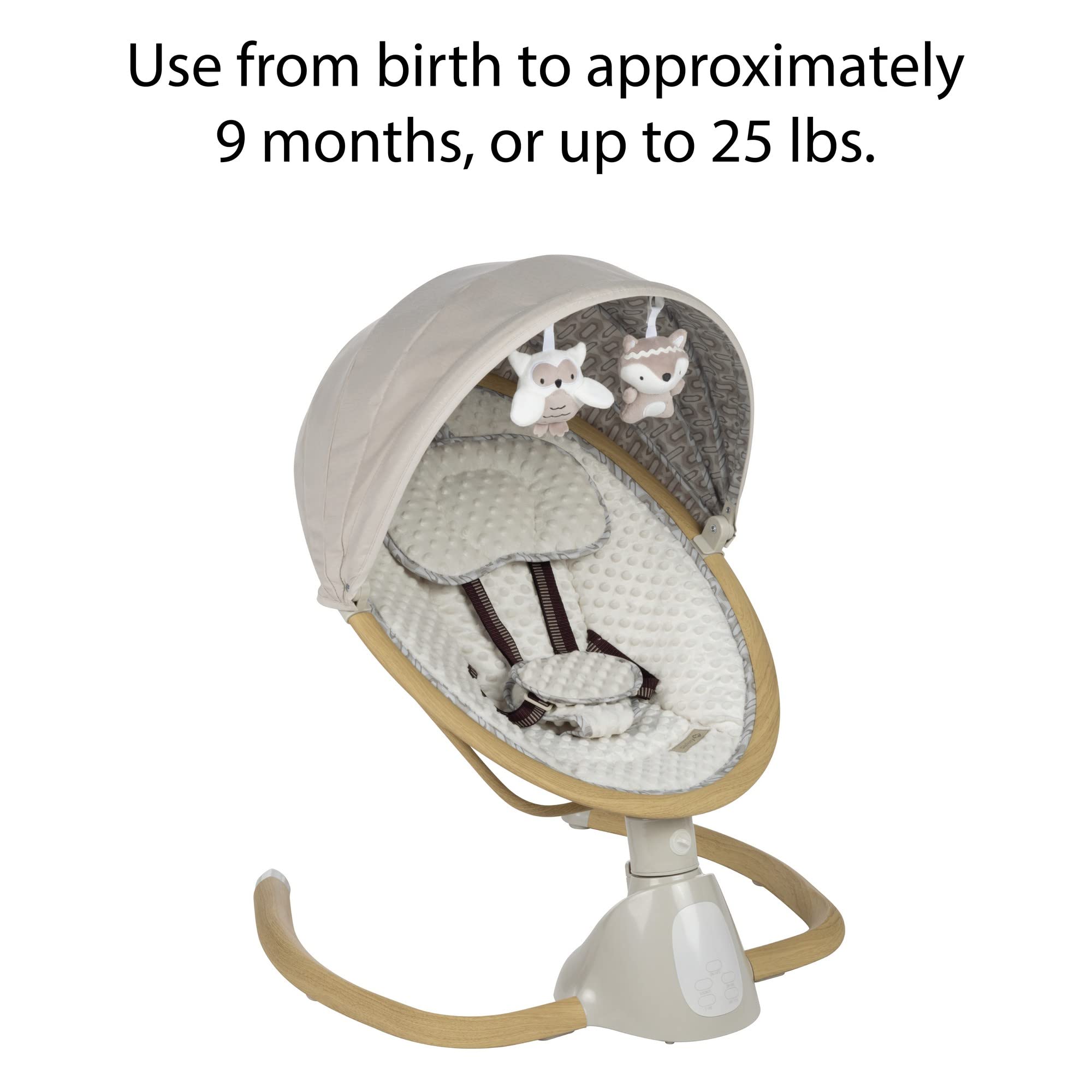 Safety 1st 5-in-1 Bluetooth Baby Swing with Digital Touch Screen & Remote Control - Gentle Rocking Motion for Newborns & Infants - Perfect for Nursery, Bedroom & Travel Use