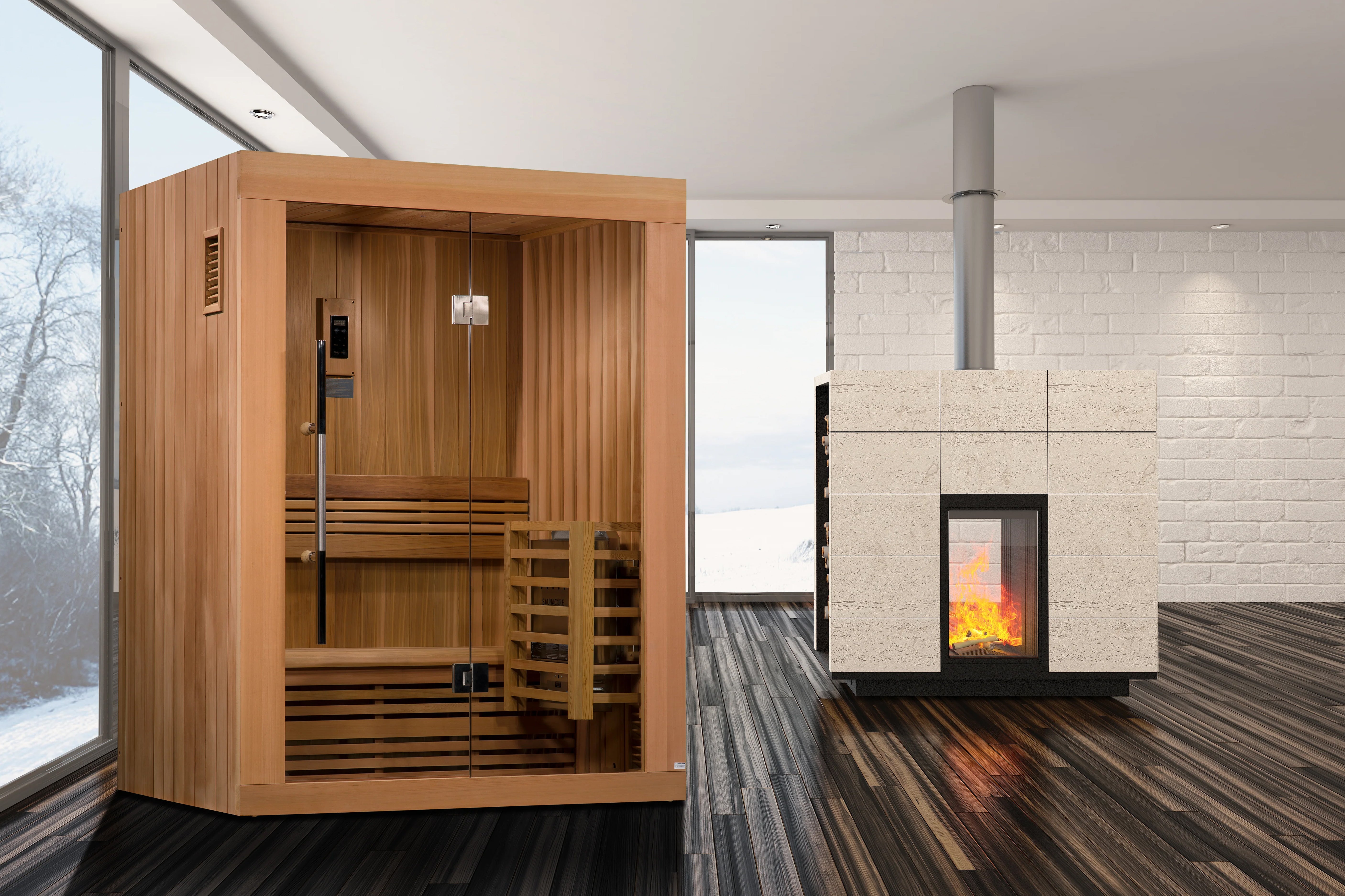 Golden Designs Sundsvall 2-Person Indoor Outdoor Traditional Sauna - Perfect for Home Relaxation & Backyard Spa Experience