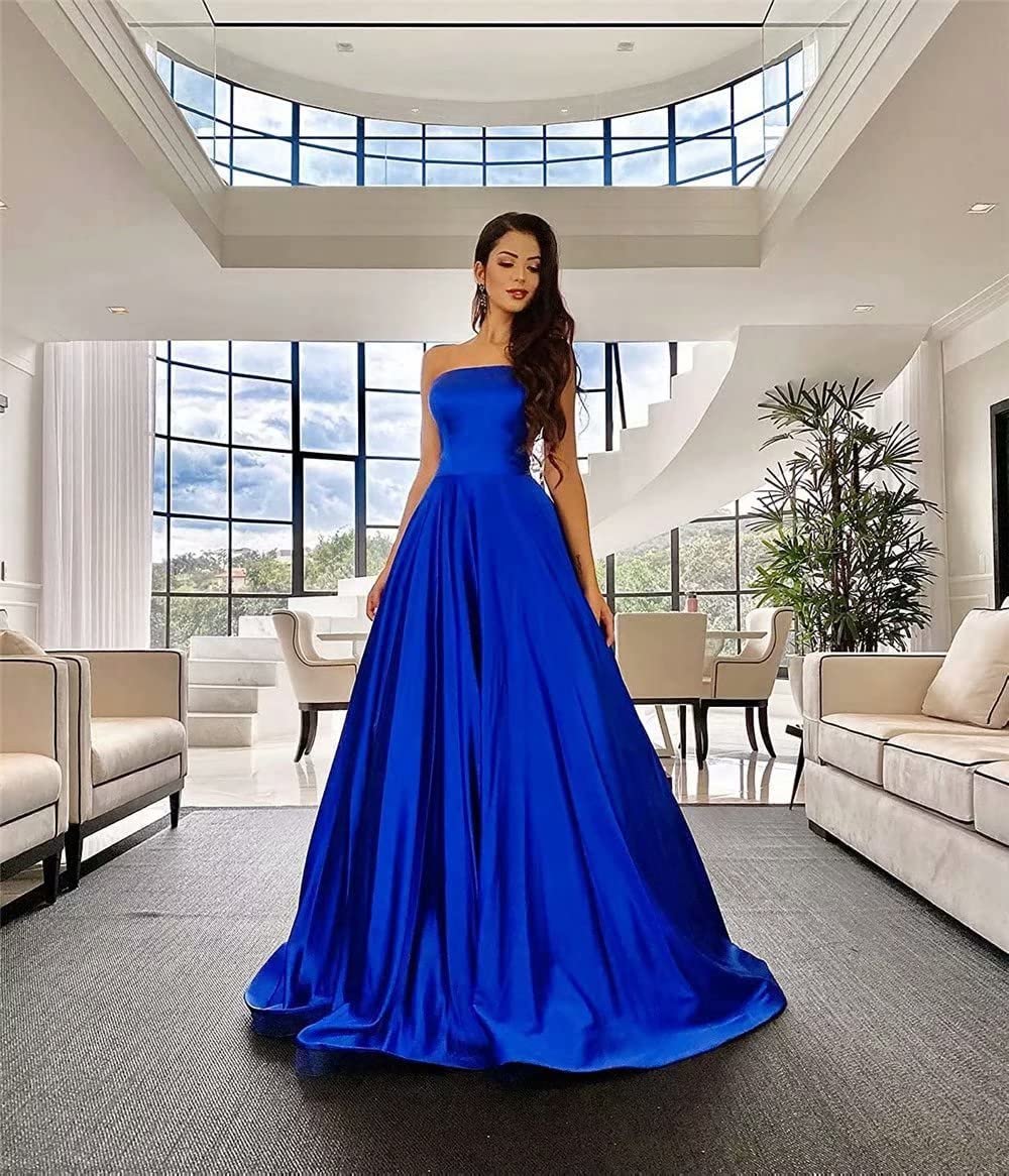 Elegant UZN Strapless Prom Dresses 2024 - Long Satin A-Line Formal Evening Gown with Pockets for Women | Perfect for Homecoming, Prom Night, Black Tie Events & Special Occasions