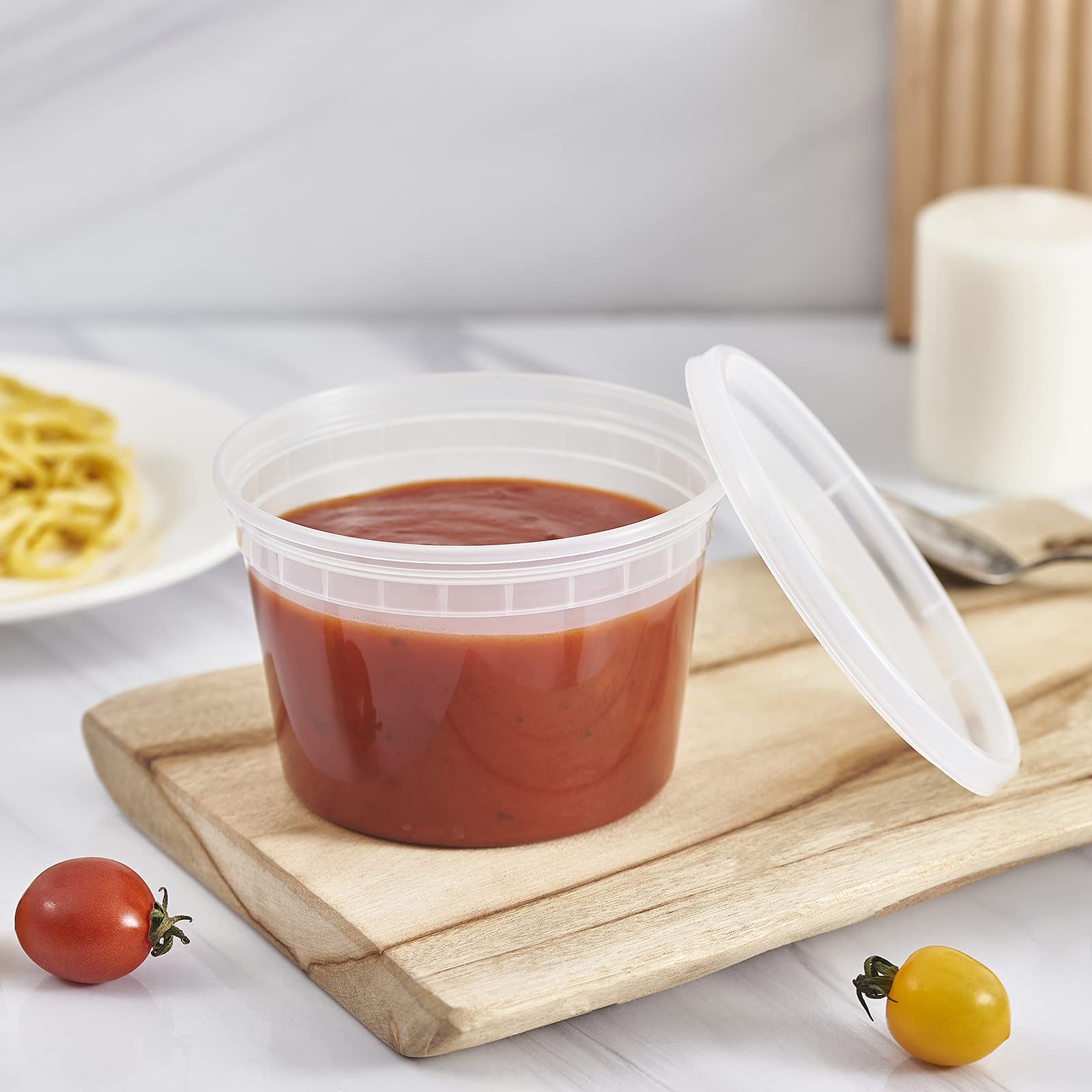 48-Pack 16oz Plastic Food Storage Containers with Lids - BPA Free, Leakproof, Stackable, Microwave & Dishwasher Safe - Ideal for Meal Prep, Soup Takeout, Slime Storage & Freezer Use