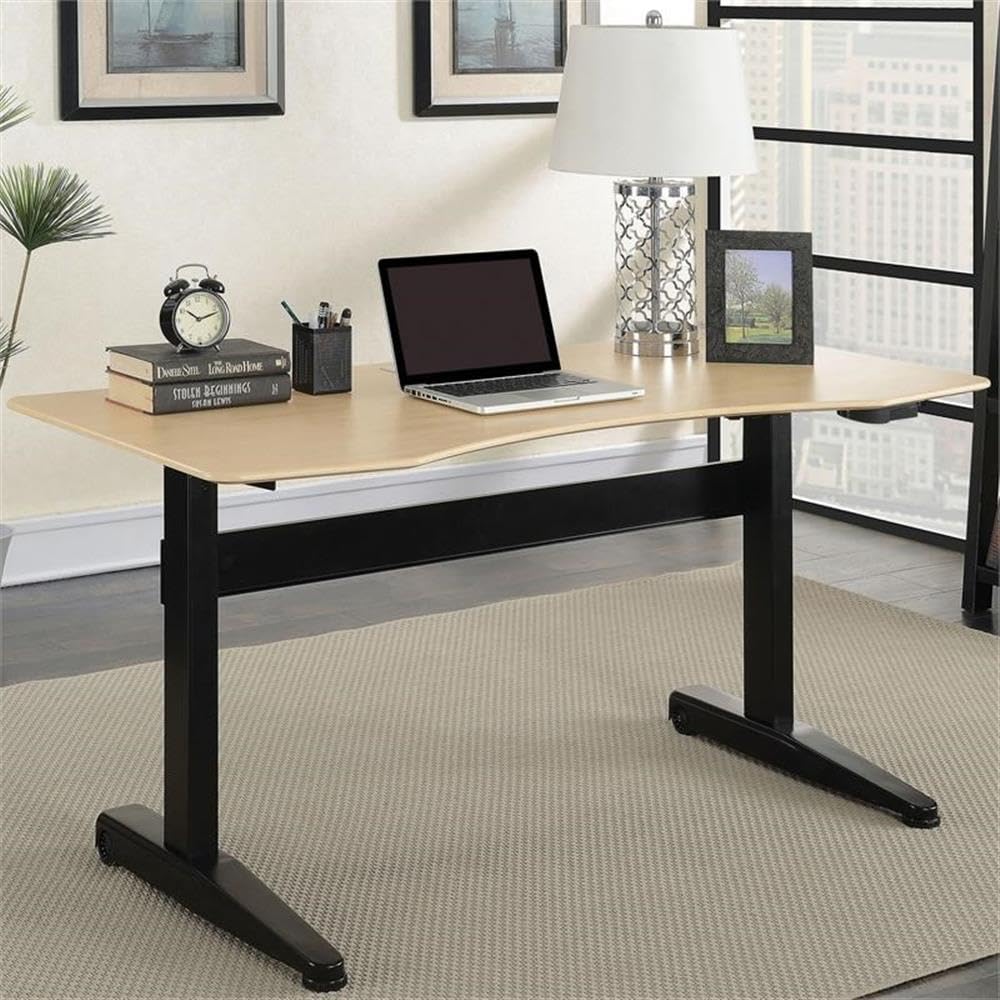 Furniture of America Glenda Black Metal Adjustable Height Standing Desk - Perfect for Home Office, Study & Workspace Ergonomics